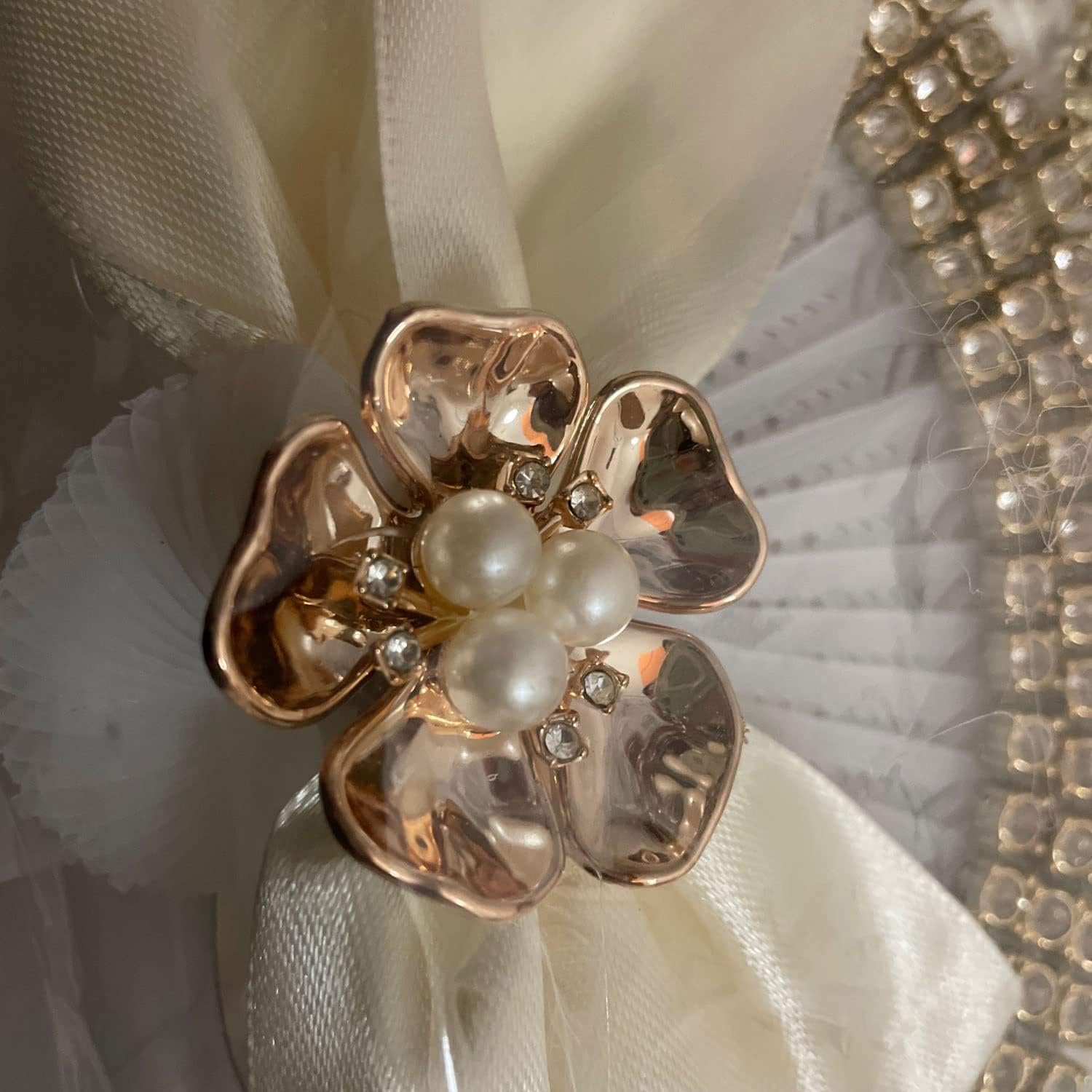 LEVINE Abanico Plegable de Mano, N/A Abanicos de Mano Personalizados Abanico de Plumas de Encaje de Boda for decoración del hogar de Boda Abanicos Hechos a Mano Decoración de Novia