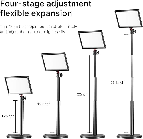 Miniatura 5 de JUSMO Luz de llave K3 con soporte de escritorio extensible, luz de video LED ajustable con brillo y temperatura de color, luz de relleno de panel