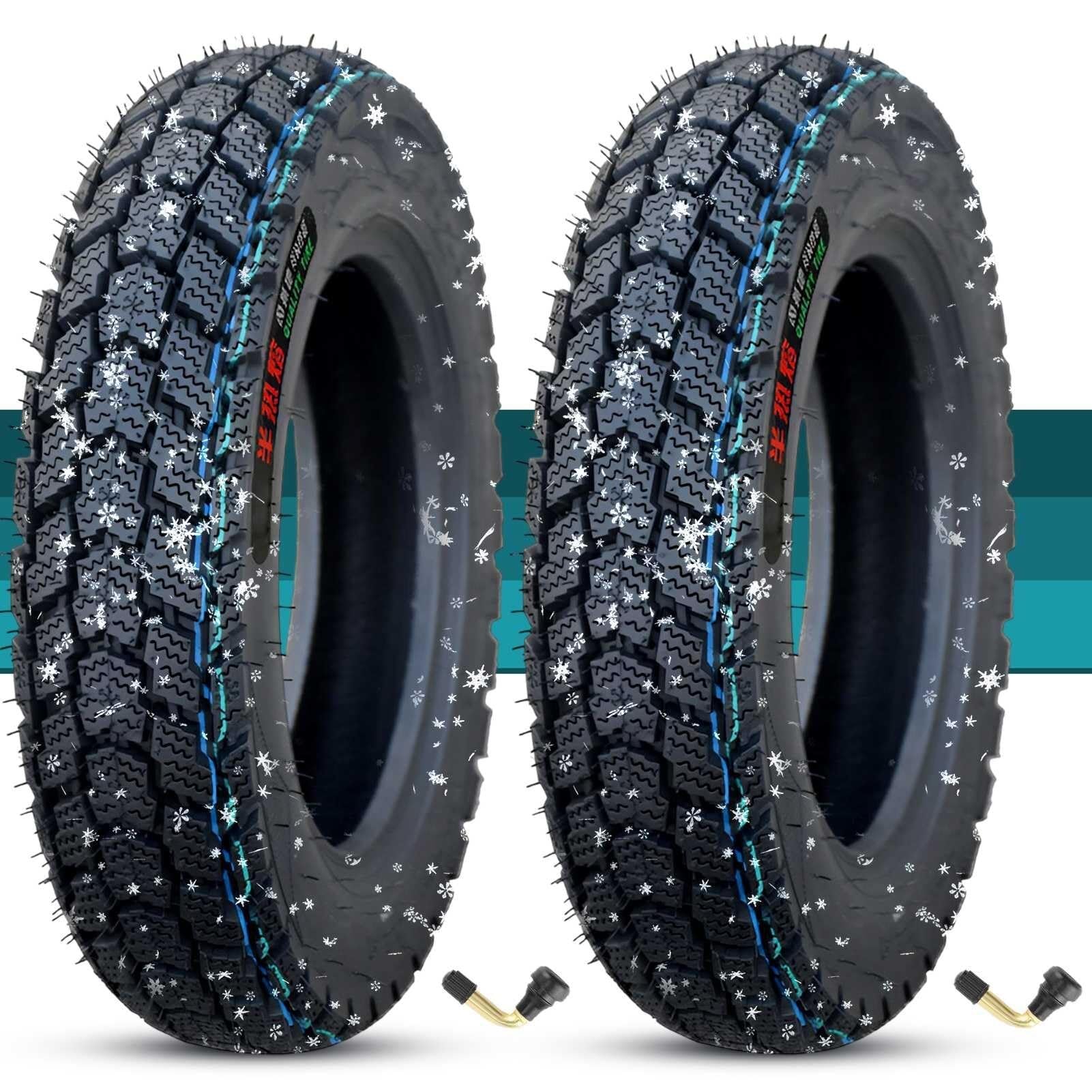 2PC 3.50/10 Opona Jezowa dla Kół Przednich i Tylnych z 3.50-10 8PR 300KPA 236KG 58L Antypoślizgowa Wydajność Zimowa 3.50 10 Bez Wewnętrznej Rurki Trwała(2pcs)
