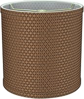 Vista 34 de Aspen Creative 31234A pantalla para lámpara de transición en forma de cilindro con diseño de araña en blanco y patrón de círculos plateados, 20,3 cm