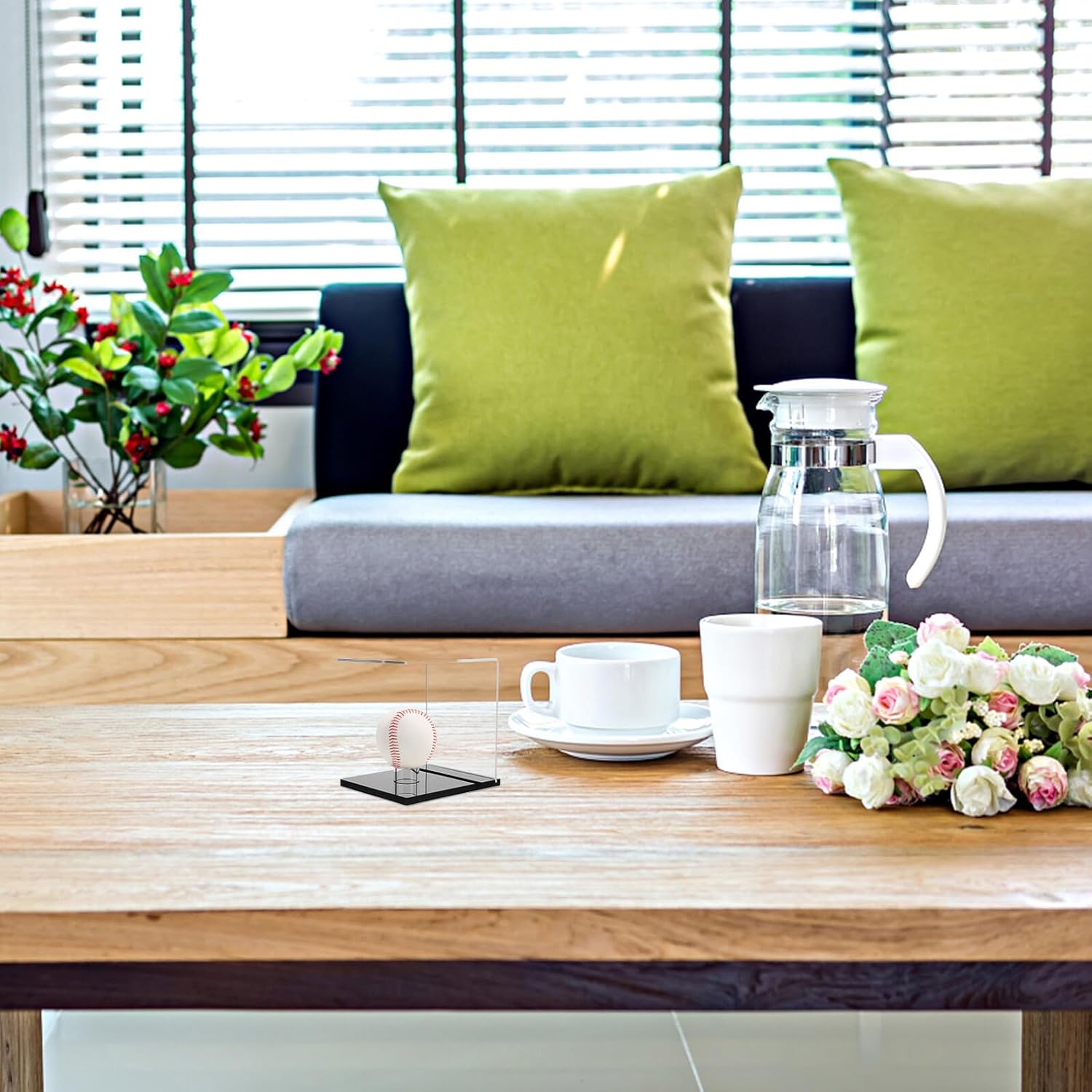 2pcs Acrylic Sphere Display Cube with Base Stand Baseball and Softball Display Case Holder for Signed Sports Memorabilia Protective Tennis Sphere Container for Collectors