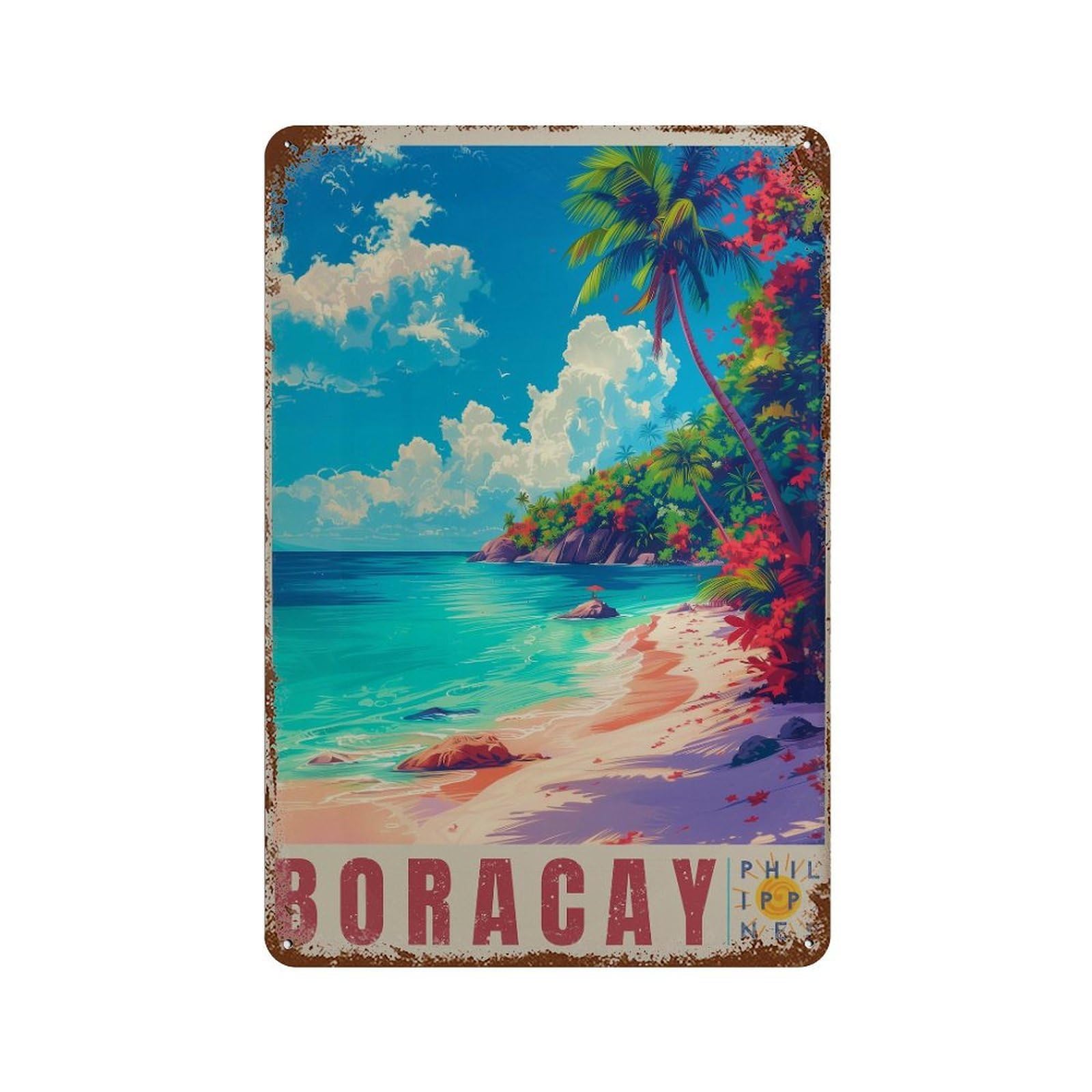 xiaoxiaoshen Boracay Philippines Travel Tropical Beach Wall Decor Art Metal Tin Poster Modern Home Decor Art Home Bar Shop Decorations Vintage Sign 30x20cm