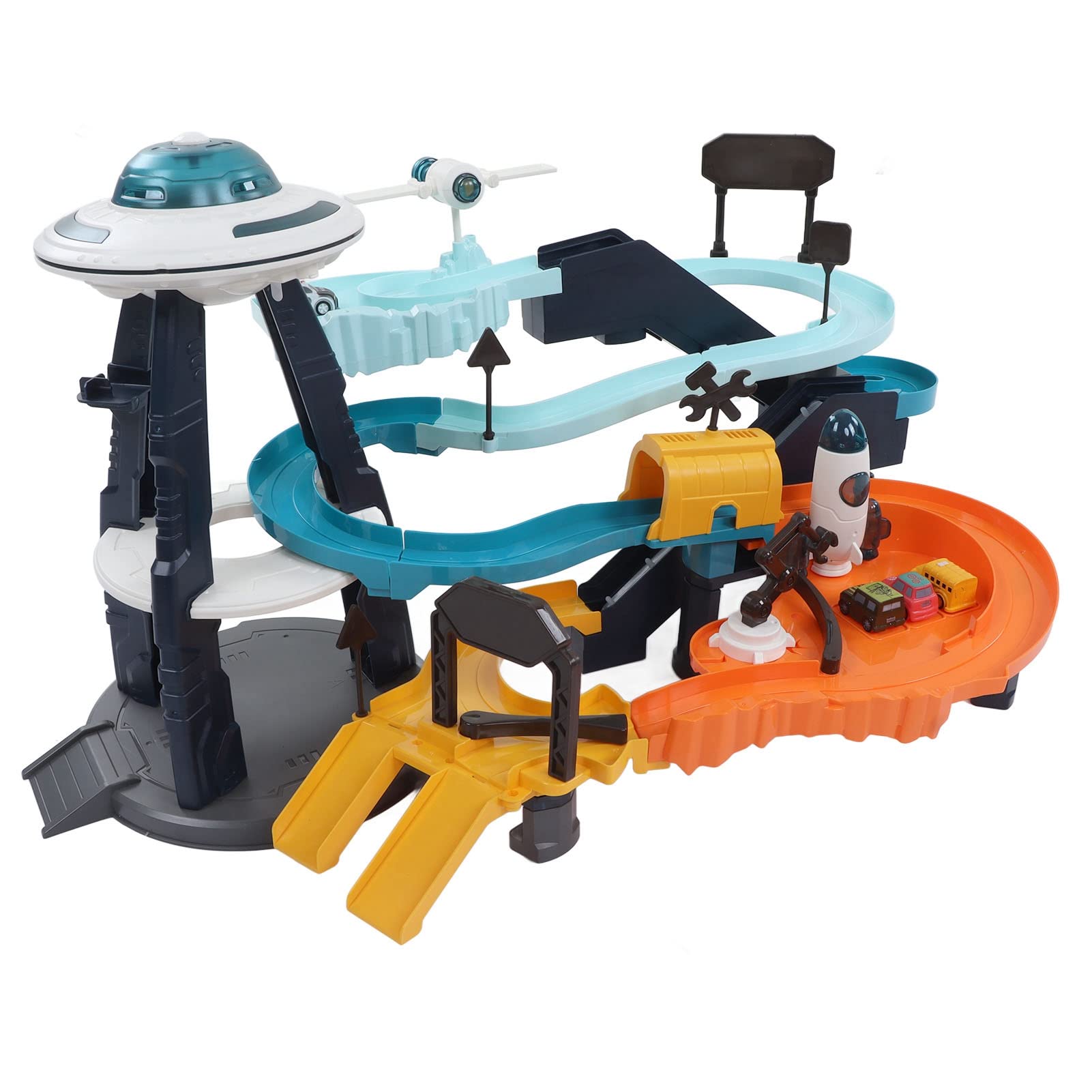 Giochi da Costruzione Macchinine da Corsa Piste da Corsa per Bambini Avventura Ferroviaria Giocattolo Avventura Spaziale Playset con 43 Accessori per Bambini sopra i
