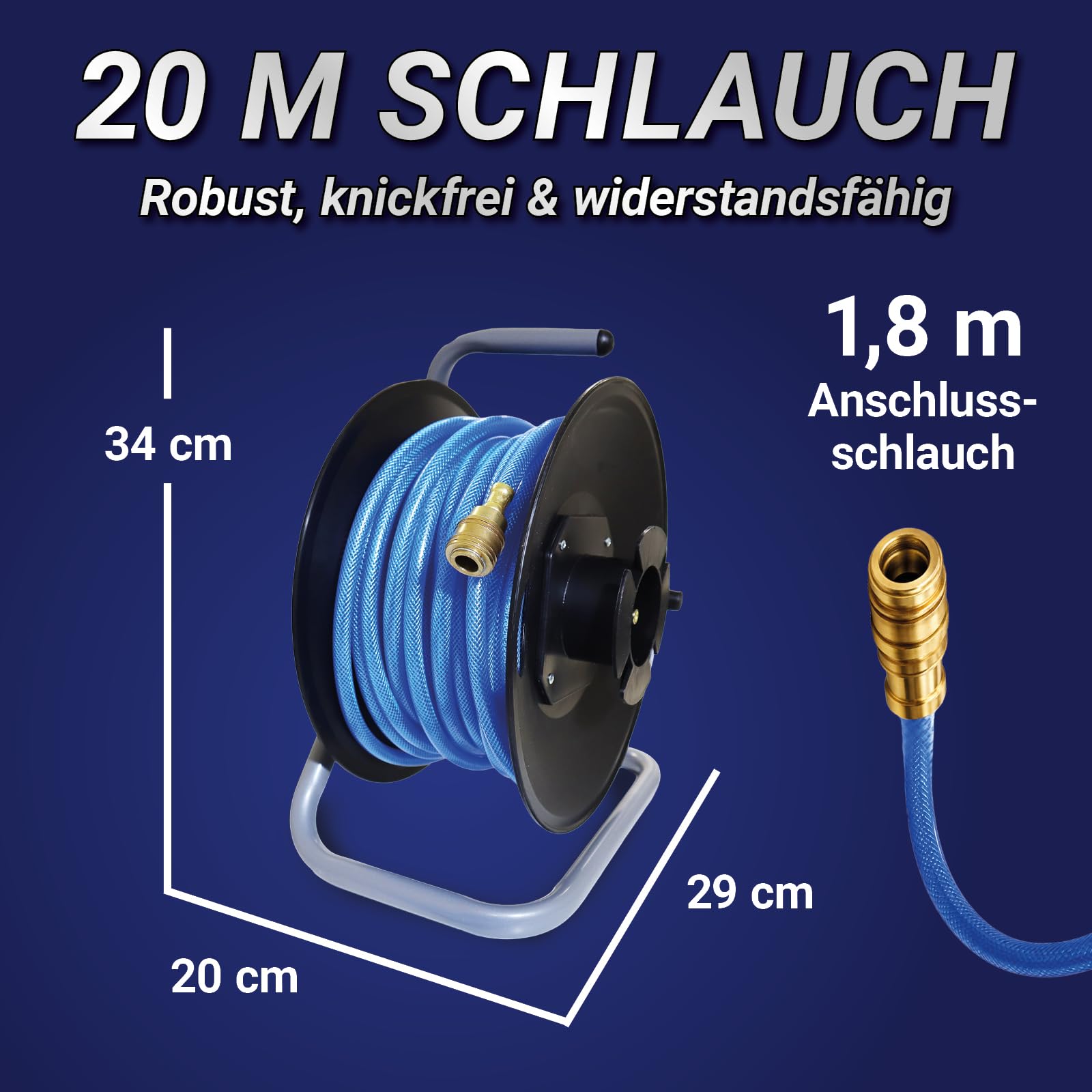 Bituxx Druckluftschlauchtrommel Druckluft Luftschlauch Trommel Aufroller für Kompressor 20 Meter manuell