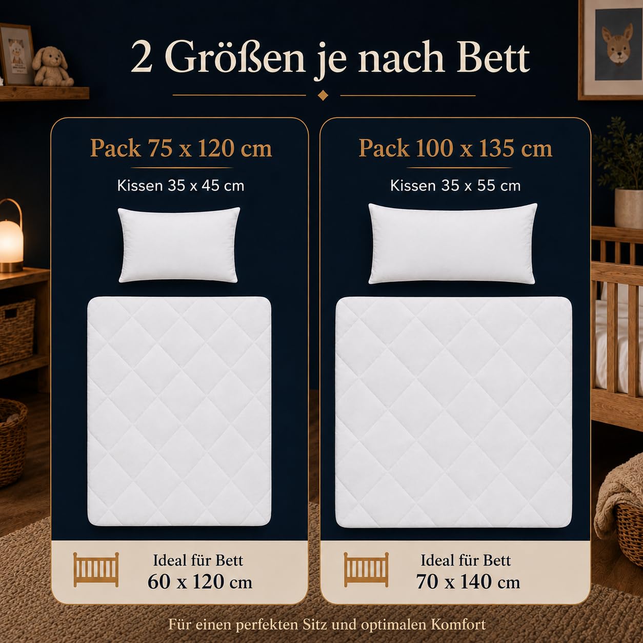 SOHYGGE Kinderbettdecken-Set 100 x 135 + Kissen 35 x 55 cm – für Bett 70 x 140 cm – Ultra Weich – 4 Jahreszeiten – Waschbar bei 60°C – Zertifiziert nach Öko-Tex – Kinderbettwäsche Babybettwäsche