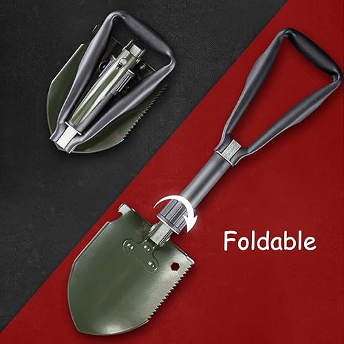 Miniatura 10 de Pala de camping plegable Pala multifunción para mochilero de acero para acampar al aire libre supervivencia jardín (CL502-23.6 in)