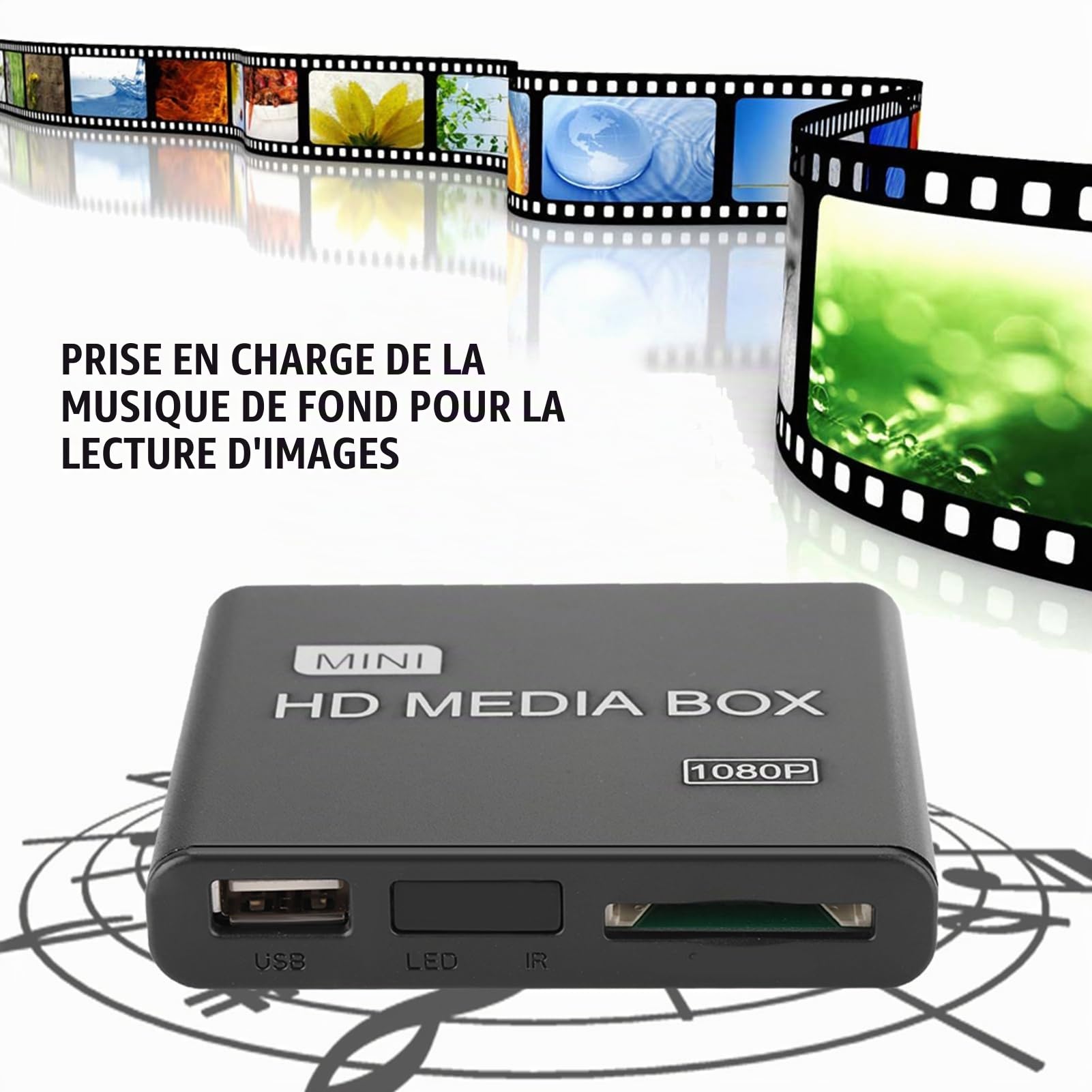 Garsent Lecteur Multimédia HDMI, Mini 1080P Full HD Lecteur Vidéo Multimédia Numérique Support Carte SD/MMC, Disque U, Disque Dur Périphériques de Diffusion Multimédia Multiples.(EU)
