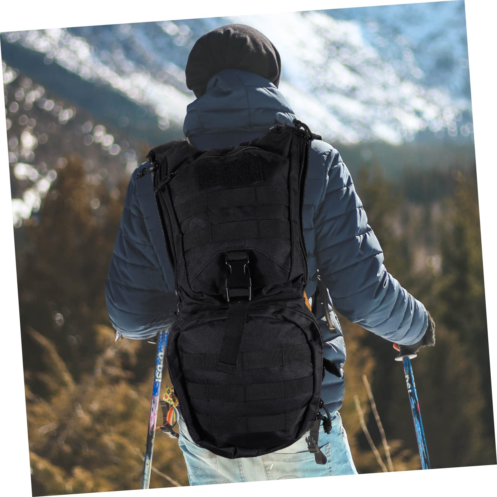 JMFahrrad Lightweight Hydration Vest Backpack Water-Resistant Nylon Multiple Storage Pockets Backpack for Cycling Hiking Running Climbing Outdoor Activities (Blue, Standard)