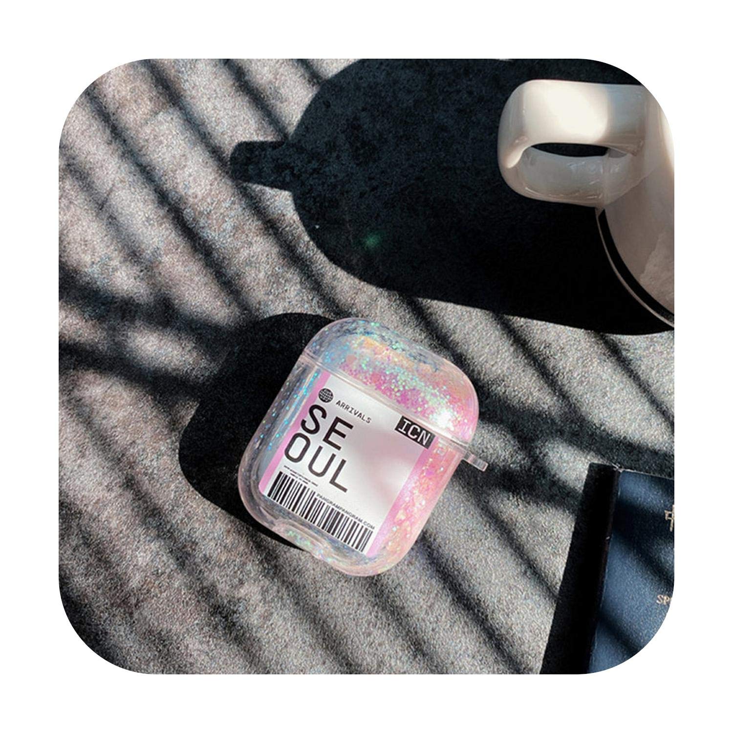 Creative Plane Ticket Quicksand Case For Airpods Bar