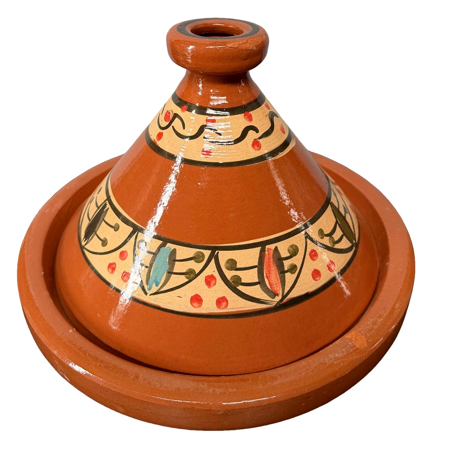 Tajine XL 35 cm Terracotta handbemalt – traditioneller marokkanischer Topf + kostenloses E-Book 0107261102