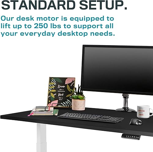 Miniatura 5 de Ergotech Escritorio eléctrico ajustable de pie para el hogar u oficina, escritorio laminado negro con base blanca, 50 pulgadas x 26 pulgadas