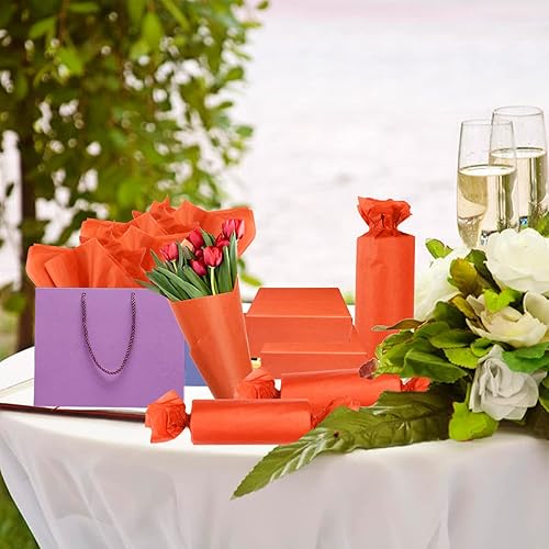 Miniatura 2 de Artdly - 100 hojas de papel de seda naranja, 14 x 20 pulgadas, papel de regalo naranja reciclable a granel para bodas, cumpleaños, proyectos de