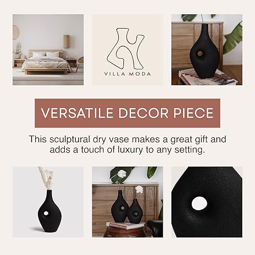 Miniatura 3 de Silke Genie - Jarrón decorativo moderno grande, color negro