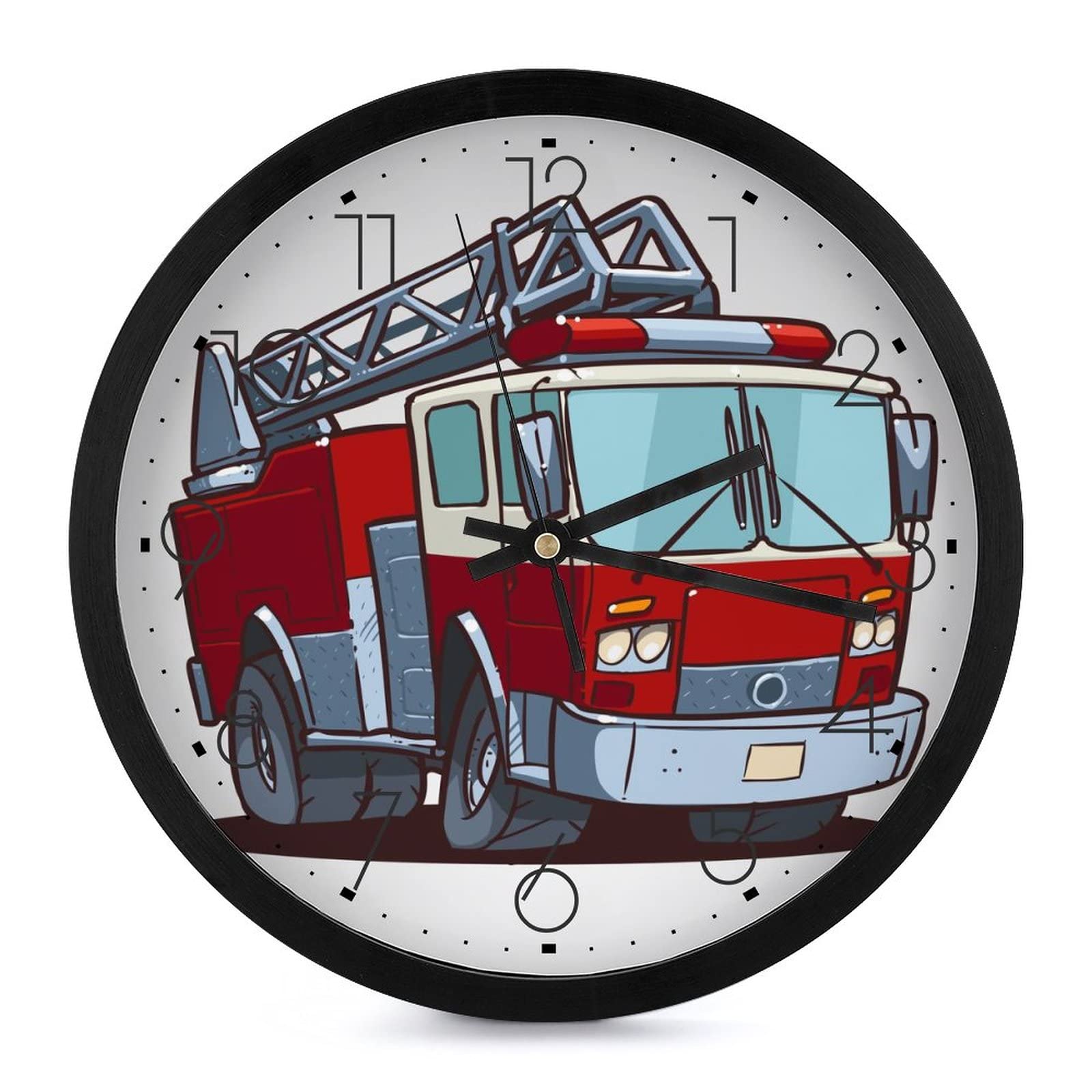 Horloge murale camion de pompiers de 25.4cm pour chambre enfant