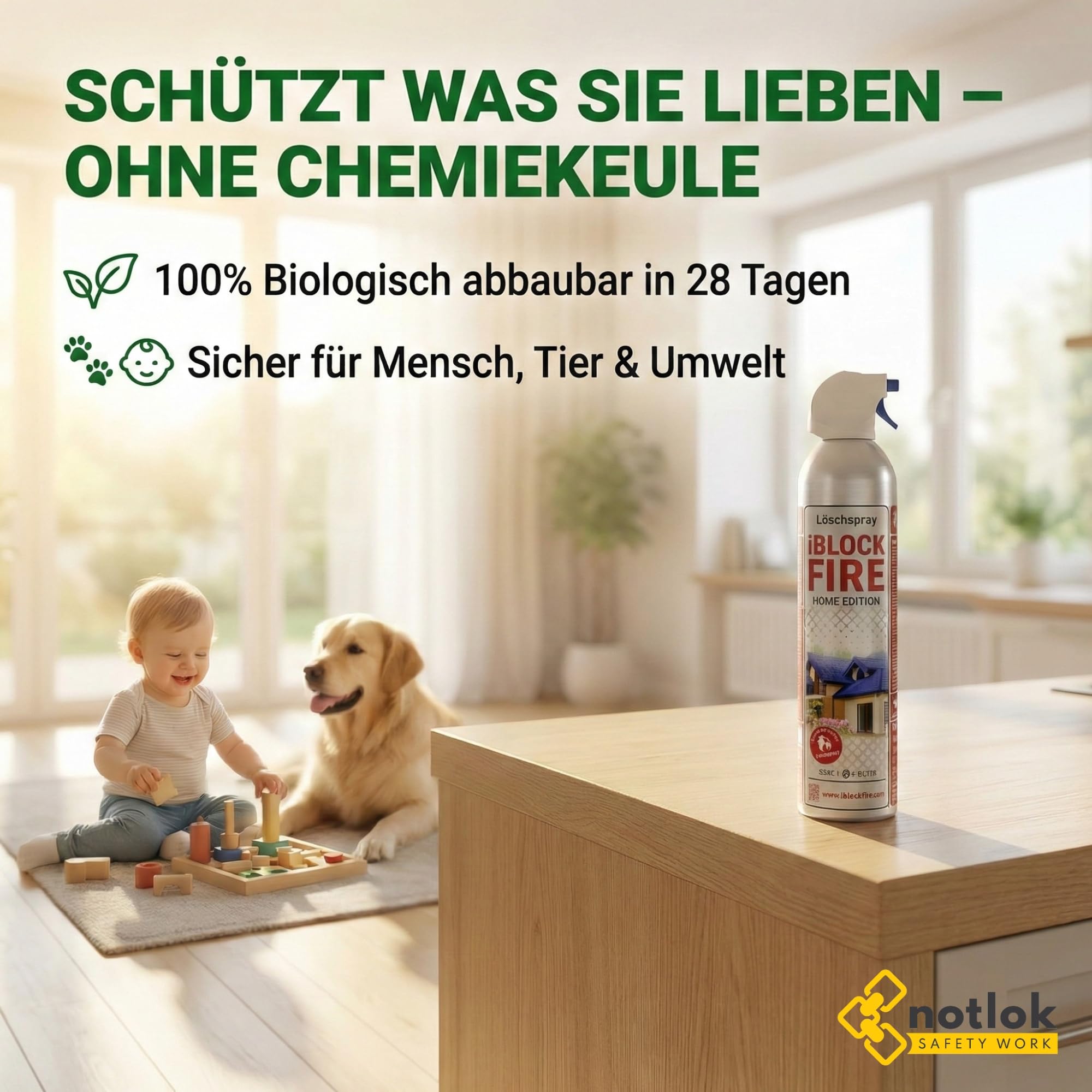 600ml Feuerlöschspray | iBlockFIRE Klein Feuerlöscher: Büro, Arbeitsplatz | Feuerlöscher Schaum-Gel von Feuer: A B C E F | Fettbrandlöscher, Brandschutzspray