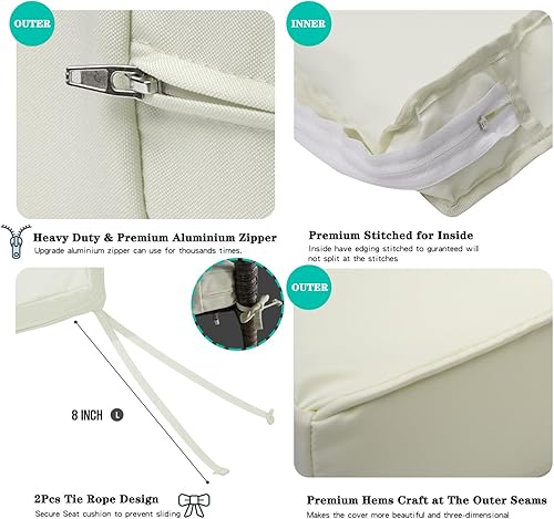 Miniatura 3 de ClawsCover Paquete de 3 fundas de repuesto para cojines de asiento de patio al aire libre para 4 piezas de mimbre de 4 plazas, juego de conversación