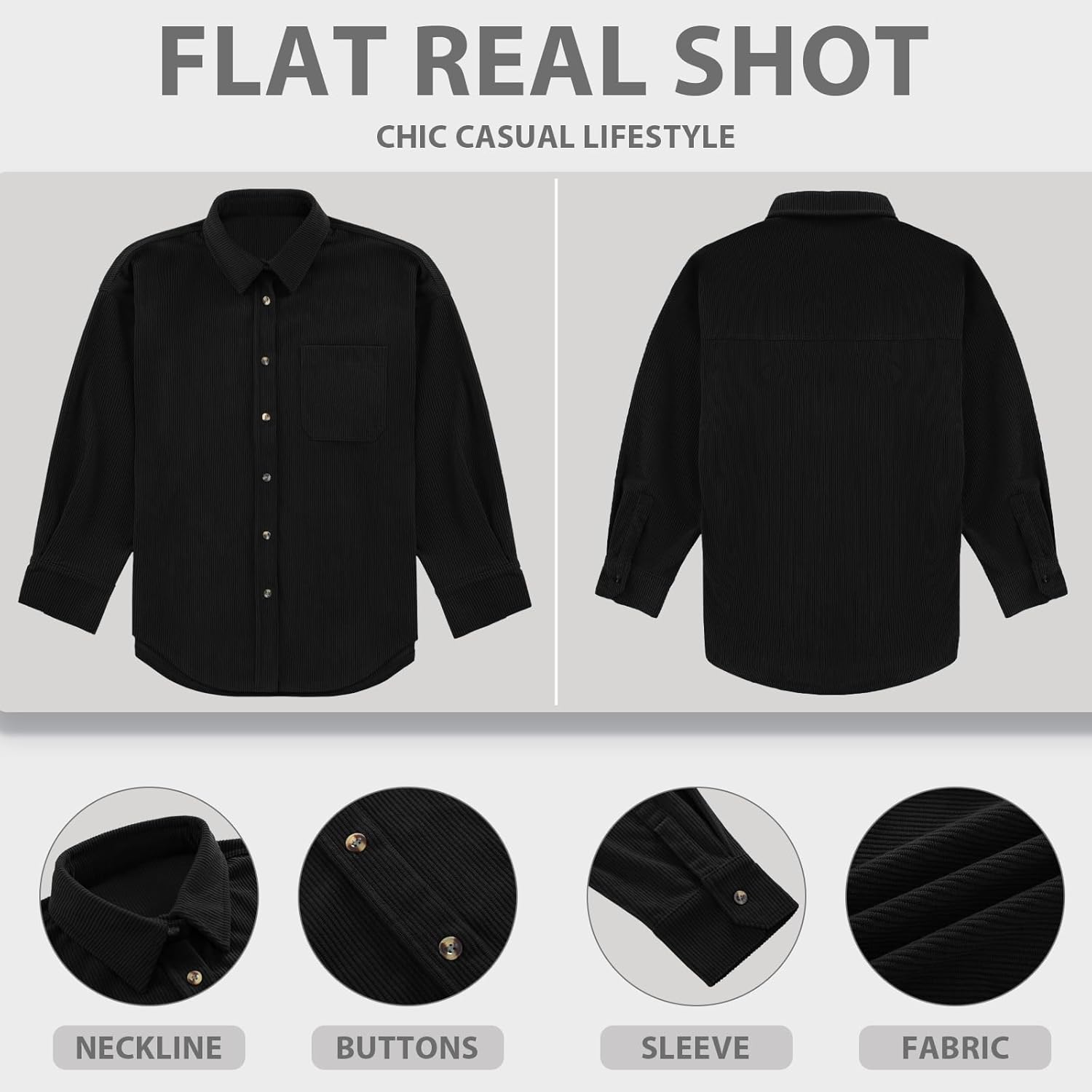 Womens Corduroy Button Down Shirts Dressy Casual Long Sleeve Blouses Oversized Fall Tops Jackets Shackets 2025 - Image 7