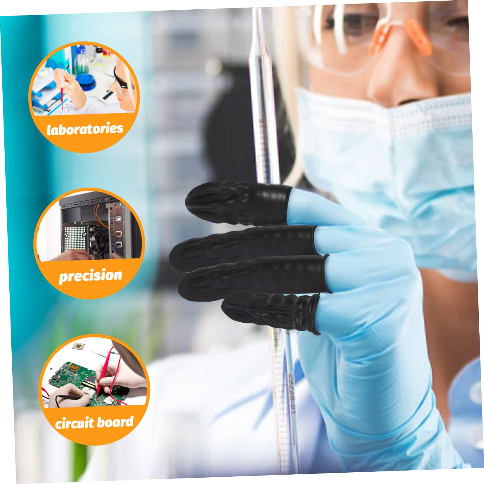 BEBEMOKO 3sets Rubber Anti-Static Knitting Protector Thumb Cover for Technologists Electronic Maintenance Artists 200pcs*3