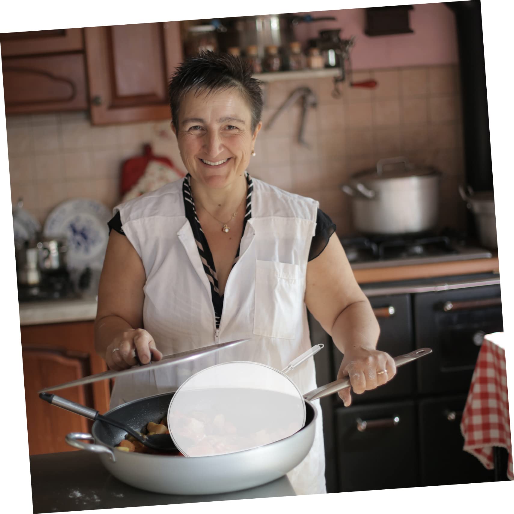 BRIGHTFUFU 1Pc Stainless Steel Spatter Oil Cover Household Pot Cover with Long Handle Grease Splatter Guard for Frying Lightweight and Kitchen Essential