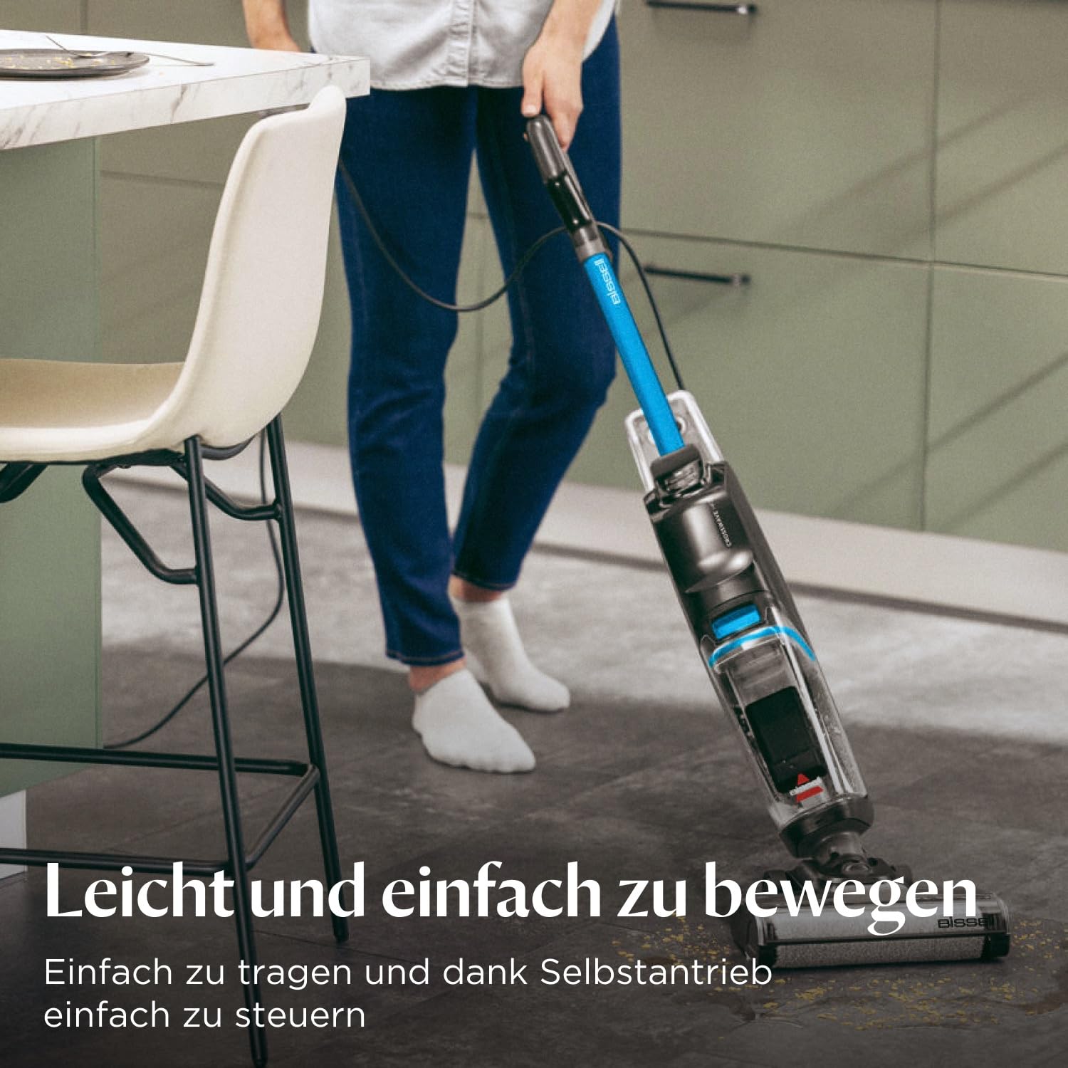 BISSELL CrossWave HF2 Nass Trockensauger mit Kabel, Saugen & Wischen, Leichtgewichtiger Nasssauger, 3845N