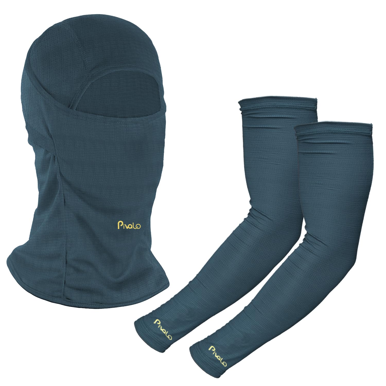 Pivalo Arm Sleeves & Balaclava Set Washable Full Face Mask Combo with UV Dust Protection Hand Cover for Men Women Bike Riding Cycling Outdoor Sports (Pack of 2, Teal)
