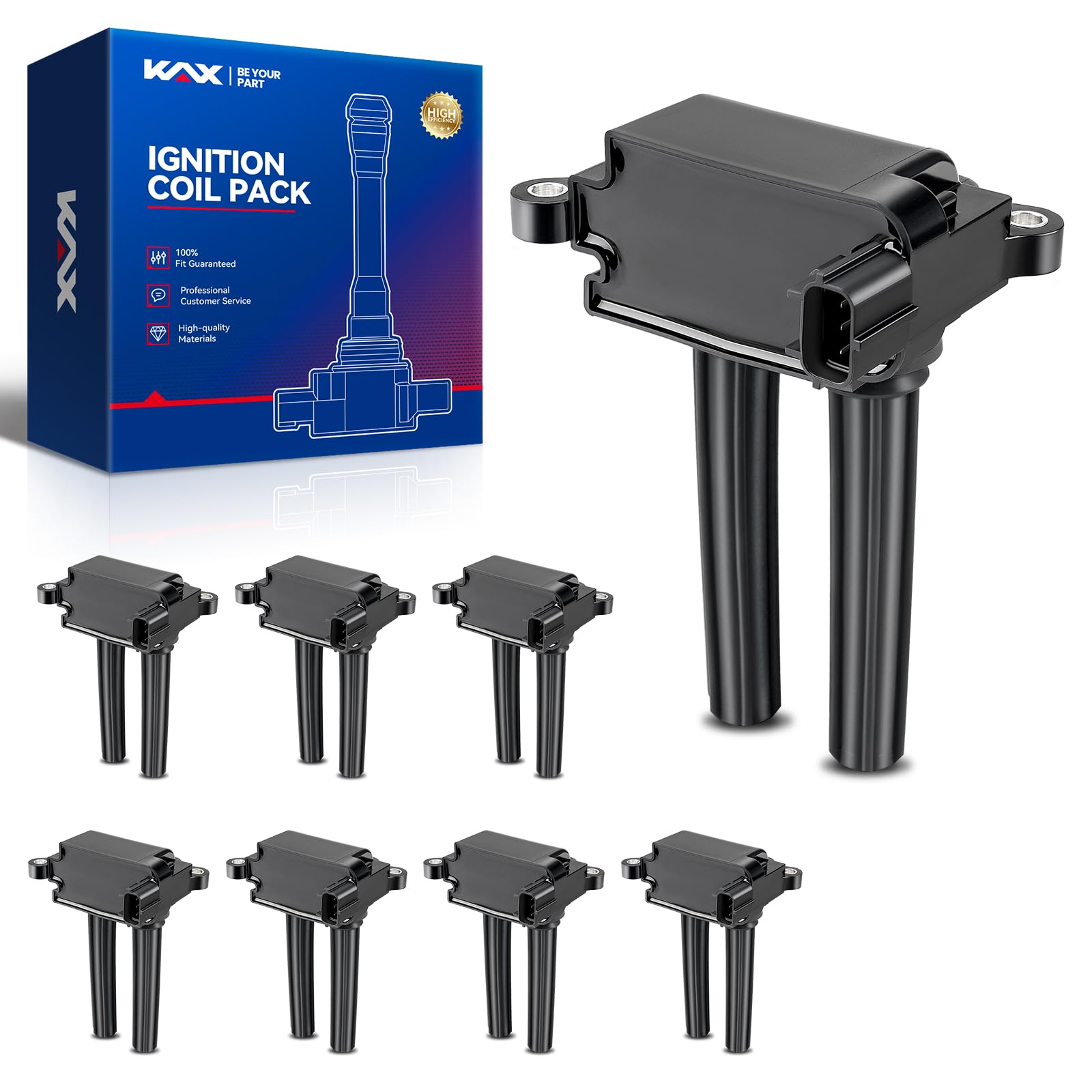 KAX Pack of 8 Ignition Coil Set for Ram 1500 2011-2022 5.7L/6.2L, Ram 2500 2011-2022 6.4L/5.7L,Charger 2006-2023 5.7L/6.4L/6.1L/6.2L, Ram 1500 2006-2010 5.7L, Challenger 2008-2023 6.4L/5.7L/6.2L/6.1