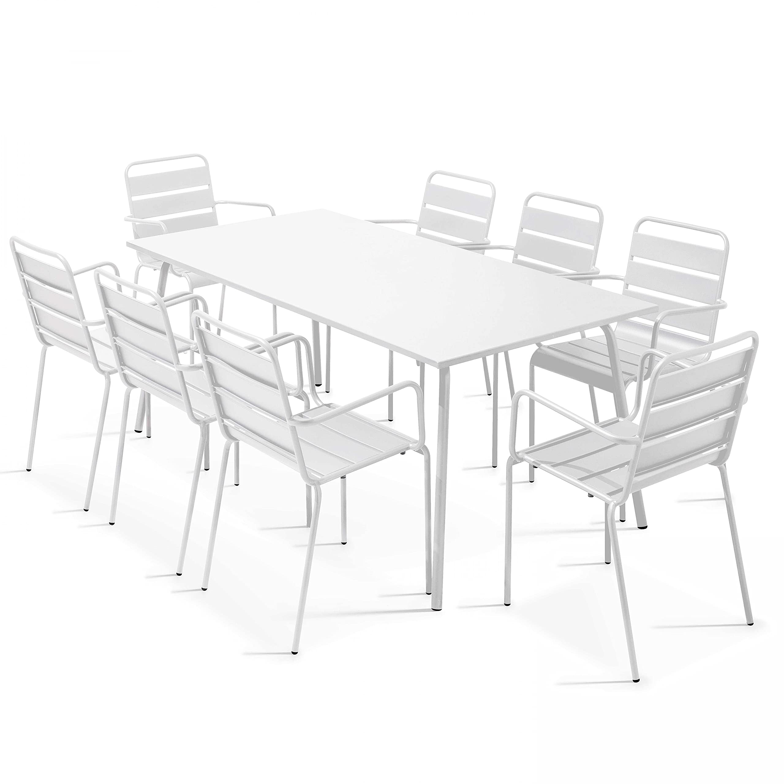 Set Tavolo Giardino + 8 Sedie Impilabili In Metallo Rosso – Oviala Palavas