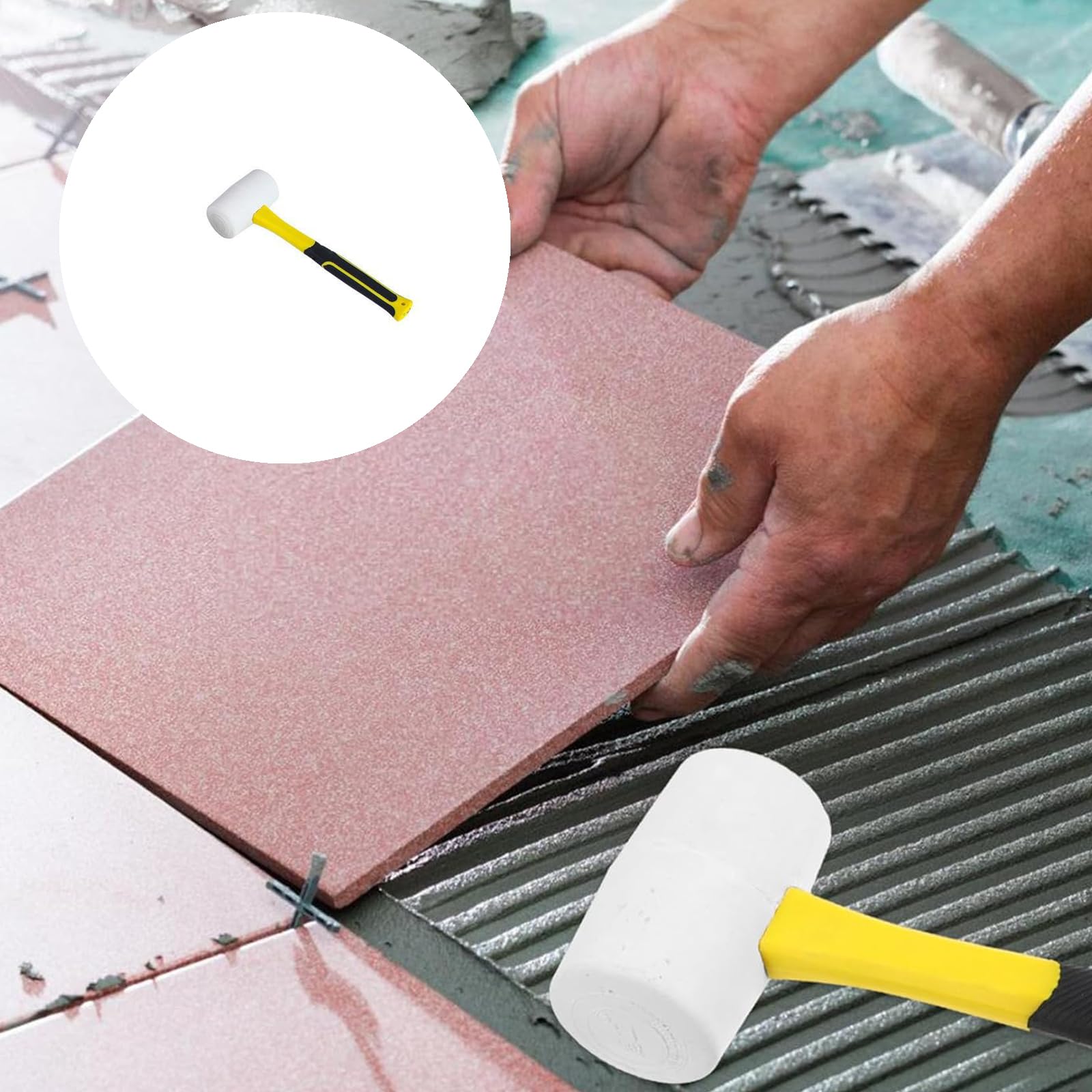 Manico ergonomico in fibra vetro Martelli in gomma bianca Assorbimento degli urti da 5 kg Ideale per assemblaggio mobili e in gomma per artigiani