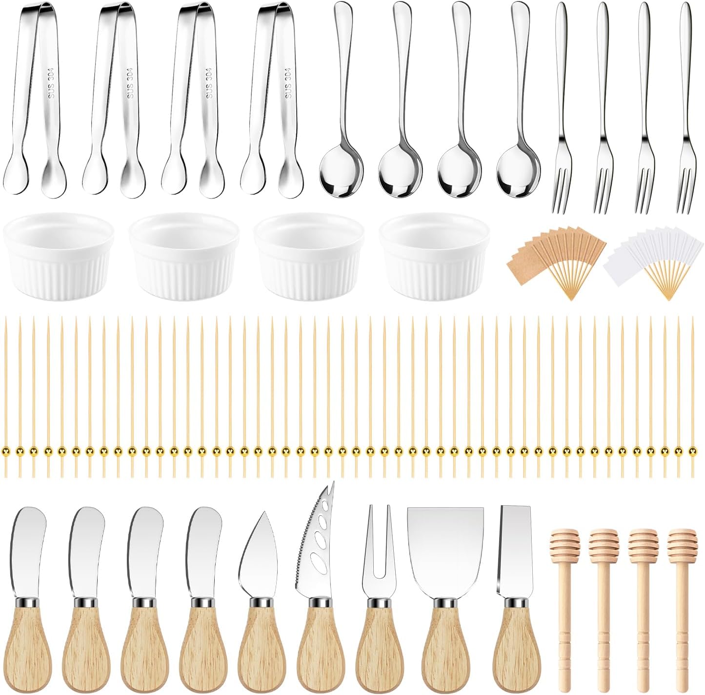 Charcuterie Boards Accessories Charcuterie Utensils 169Pcs Cheese Spreader Knife Set Small Serving Tongs Forks and Spoons Dipping Bowls Honey Dipper Toothpick Flags Cocktail Picks for Appetizers Charcuterie Boards Accessories Charcuterie Utensils 169Pcs Cheese Spreader Knife Set Small Serving Tongs Forks and Spoons Dipping Bowls Honey Dipper Toothpick Flags Cocktail Picks for Appetizers