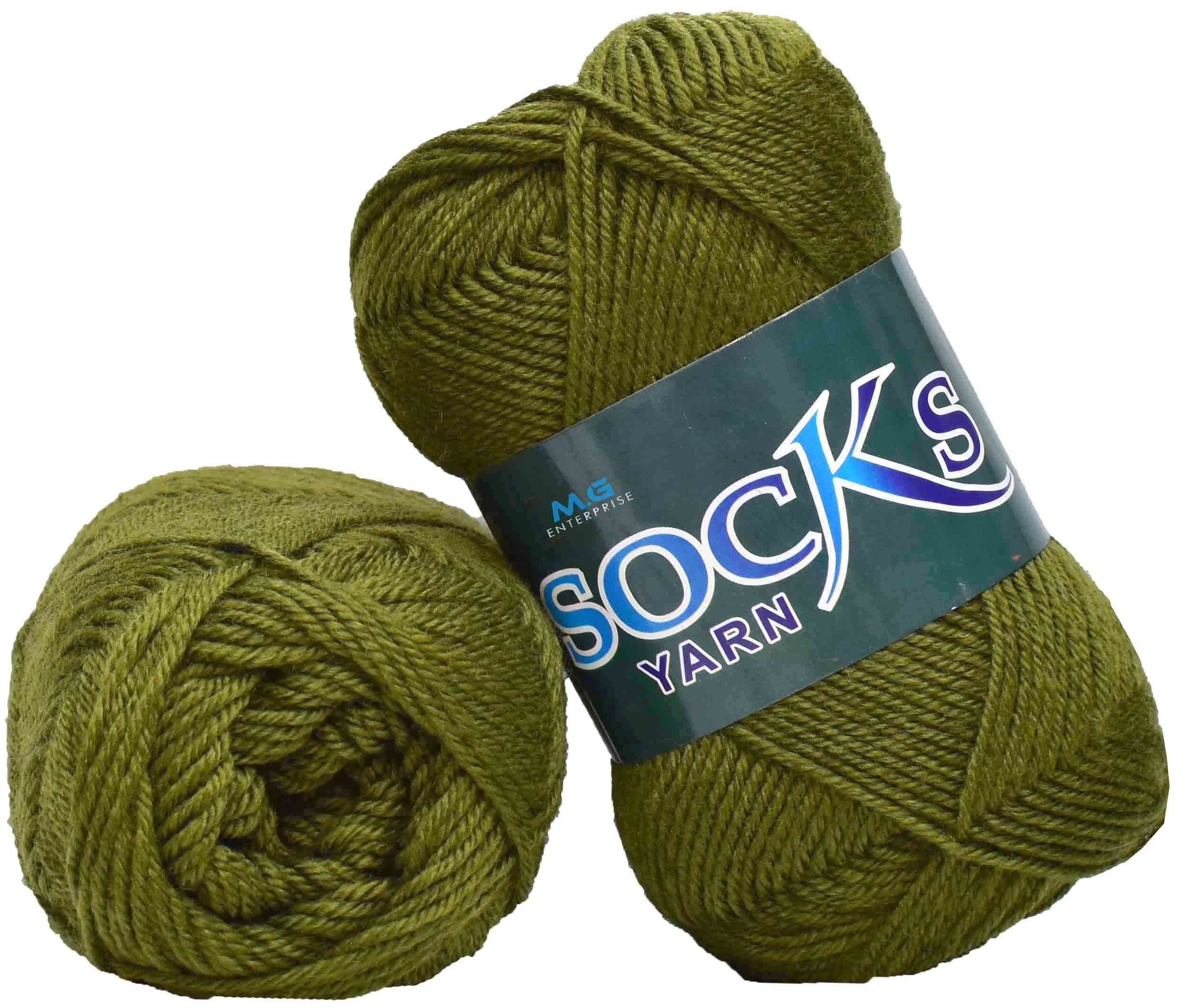 M.G ENTERPRISE Premium Socks high Strength Nylon Yarn Suitable for Socks, Accessories, and Home Decor. 500 gm Mehndi, Suitable for Both Crocheting & Knitting. EPYA