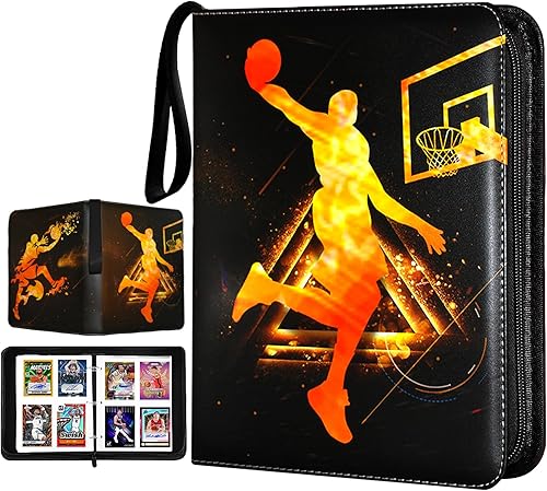 Carpeta de tarjetas de baloncesto de 400 bolsillos, soporte para tarjetas intercambiables, álbum de coleccionistas de tarjetas, carpeta de tarjetas