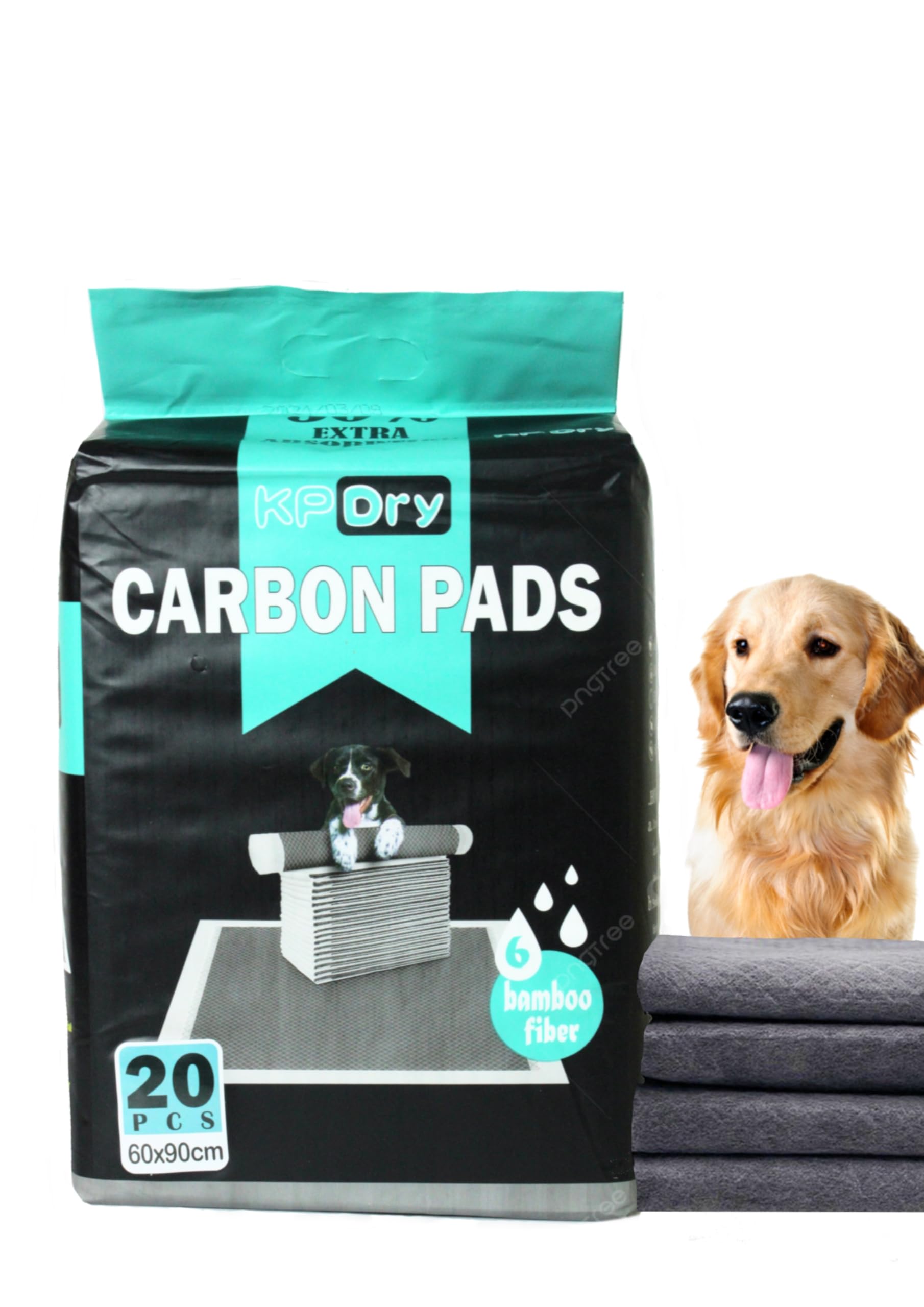 Absorbent Carbon Pet Pee Pads Disposable / Odor-Control Carbon Pet Dog and Puppy Training Pads / Quick Drying Leak-Proof Pee Pads (XL,60 X 90cm, 20Pcs)