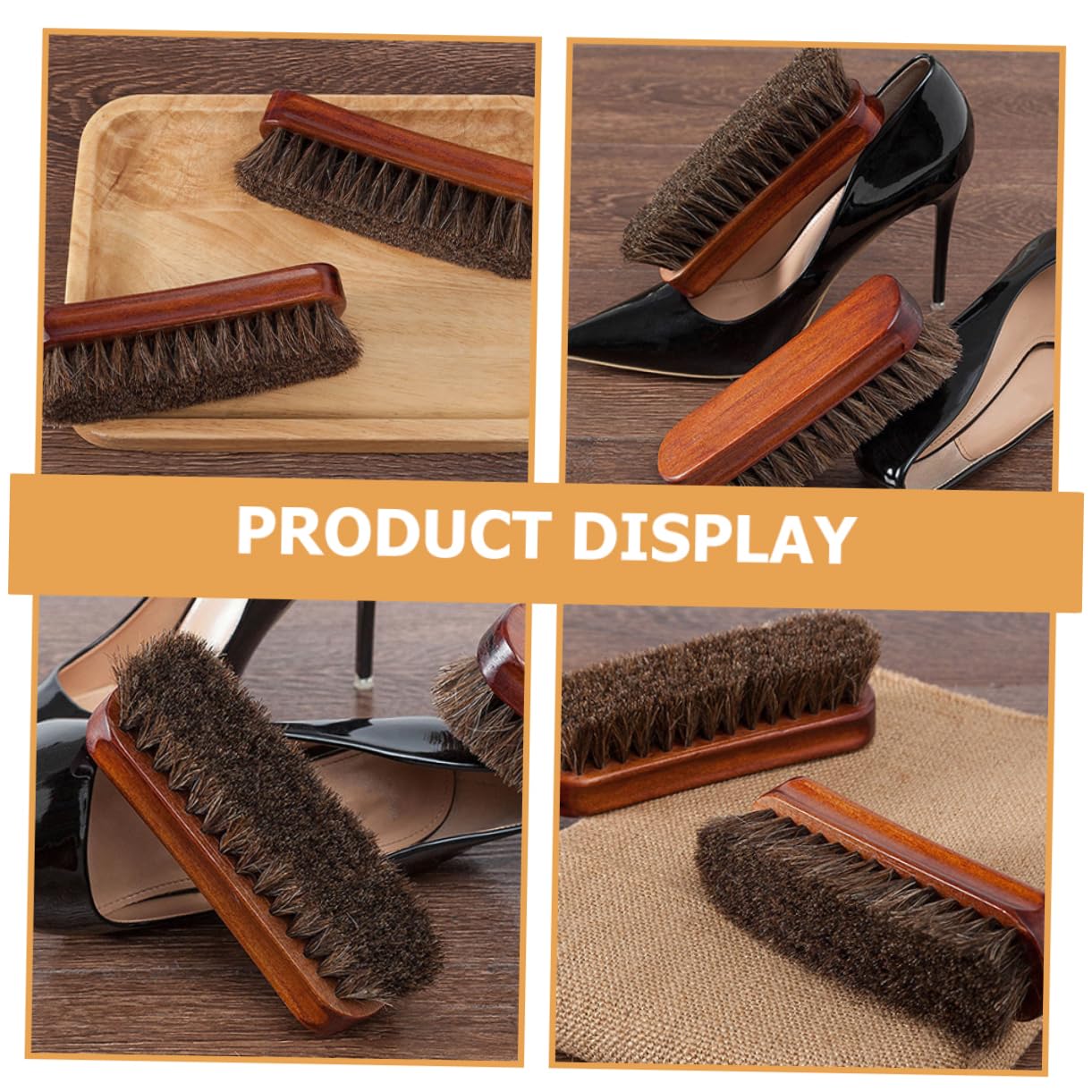 LIFKOME 8pezzi Spazzola Per Scarpe Con Setole Di Cavallo Per Pulizia e Lucidatura Manico Ergonomico e Materiale Resistente Per Scarpe Pelle e Stivali
