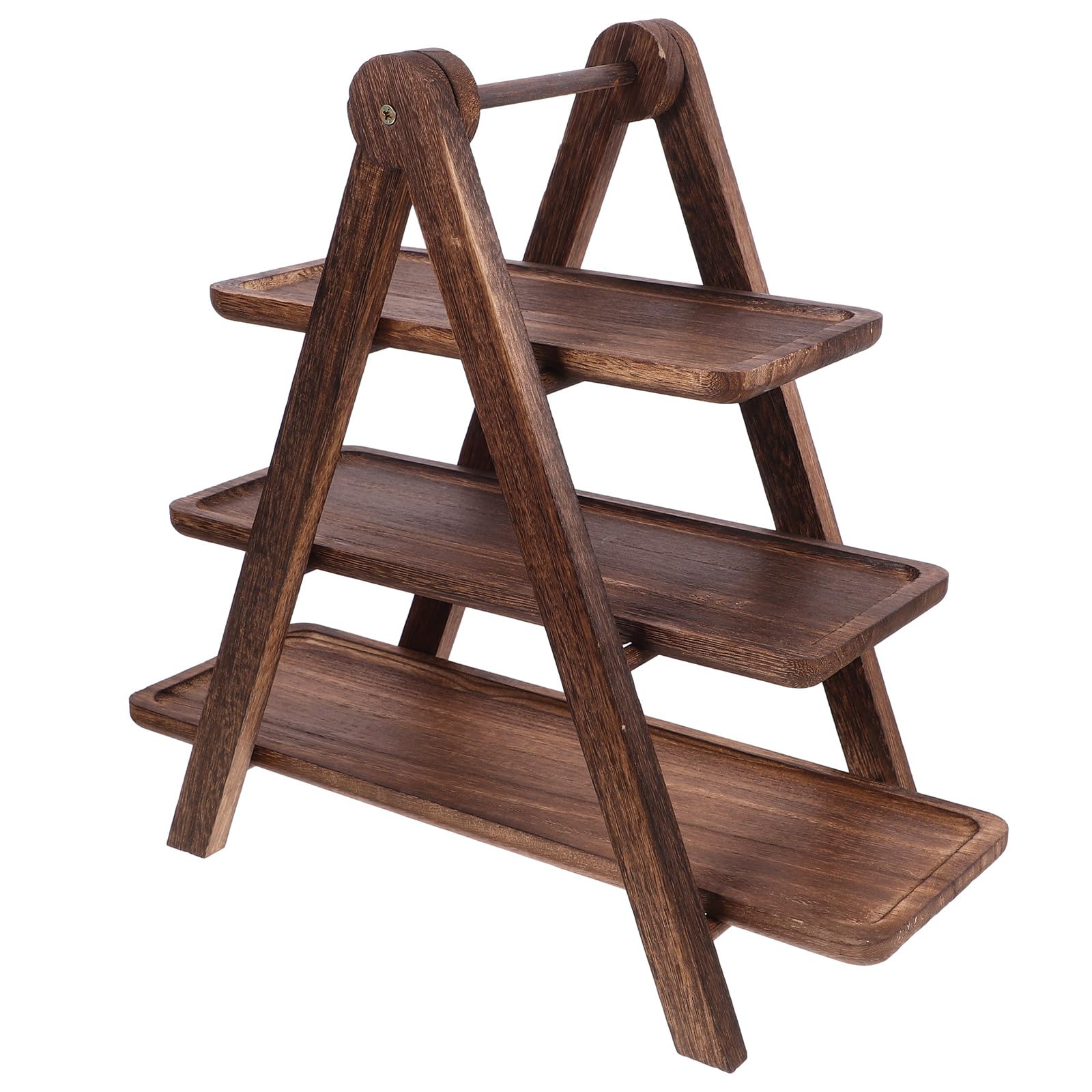 Estante de almacenamiento de alimentos de madera de 3 niveles, plato multicapa con bandeja para guarniciones y exhibición de alimentos frescos, ideal para nización de cocina y ahorro de espacio