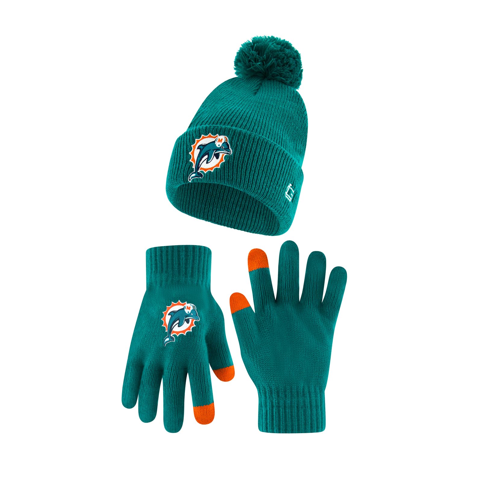 Ultra Game Adults Unisex NFL Official Super Soft Heritage Logo Winter Beanie Knit Hat with Extra Warm Touch Screen Gloves
