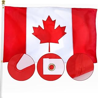 Canada Flag 2x3 Ft Embroidered Maple Leaf Pattern 210D Heavy Duty Polyester Outdoor Indoor UV Protection Vibrant Color Canadian National Flags with Brass Grommets (24-Inch x 36-Inch (2x3 Ft))