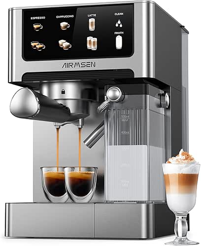 AIRMSEN 20 Bar Espresso Machine with Automatic Milk Frother, Cappuccino