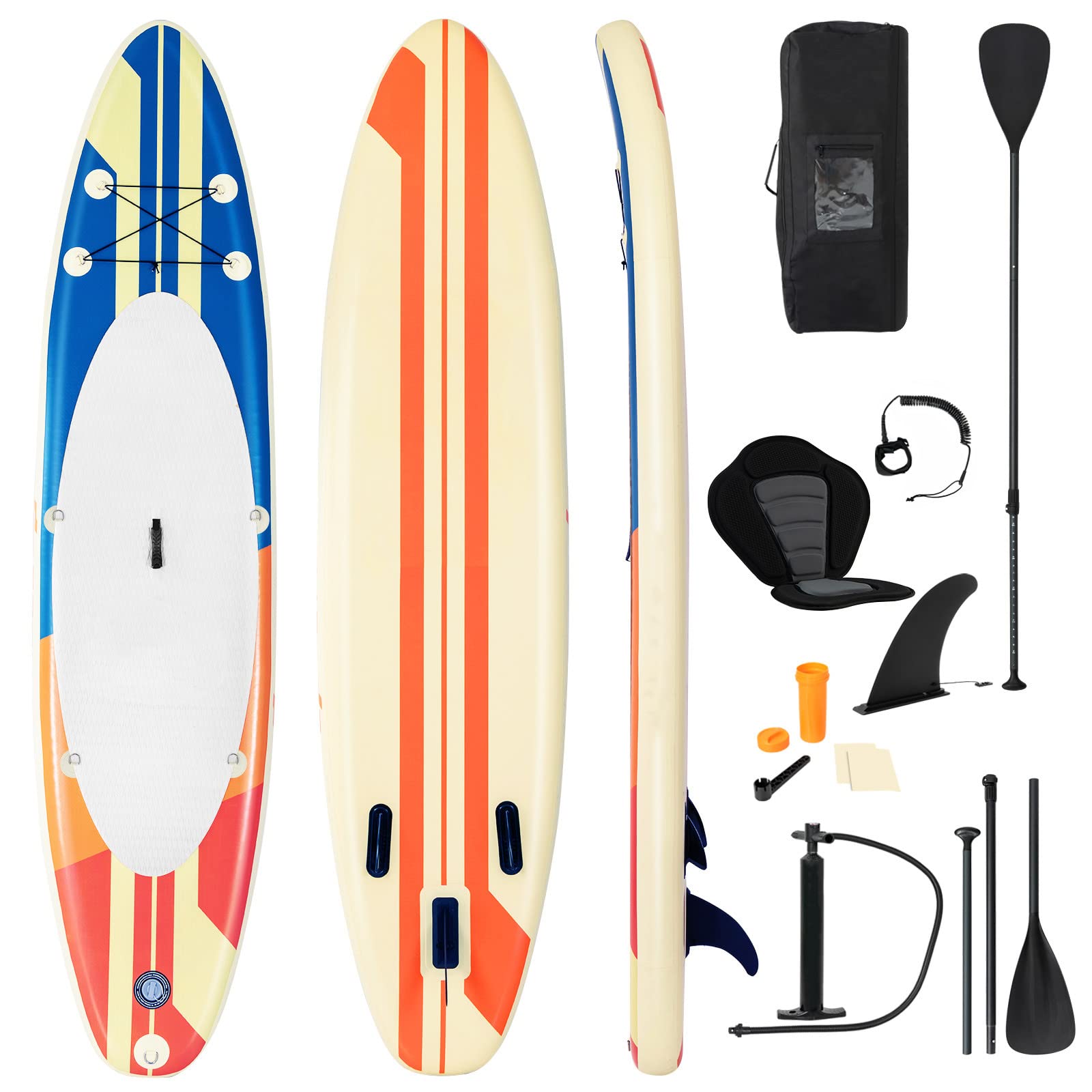 GYMAX Tabla de paddling Stand Up con asiento de kayak, 320 x 76 x 15 cm, tabla de paddle inflable SUP Board Set con accesorios completos