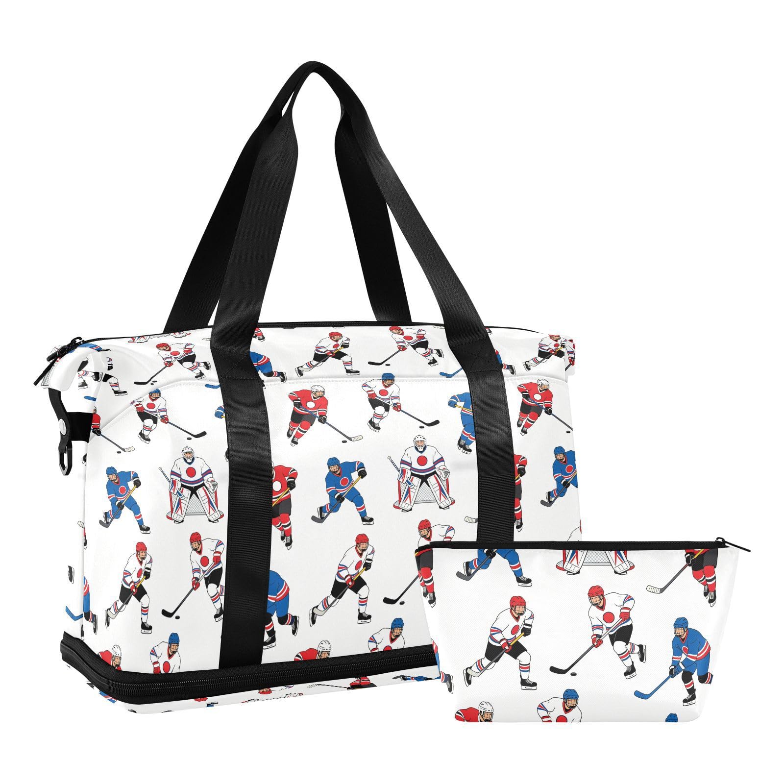 Sac de voyage imperméable pour articles personnels de hockey sur glace et bagage avec trousse de toilette pour voyage en avion