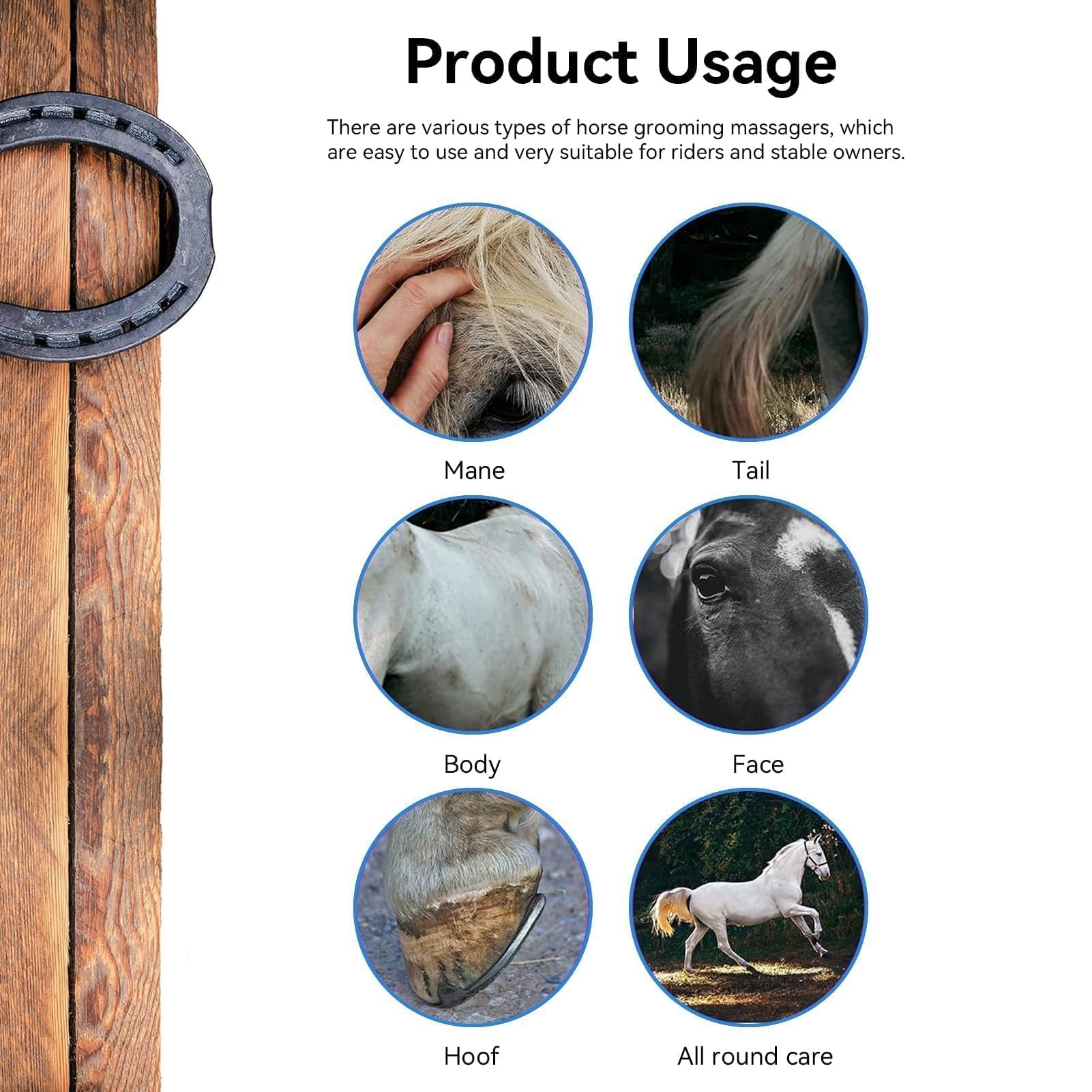 Kit De Aseo Para Caballos De 10 Piezas, Juego De Suministros Para Cuarto De Aperos, Juego De Cepillos Para Caballos, Suministros Para Baño De Caballos Para Jinetes Principiantes