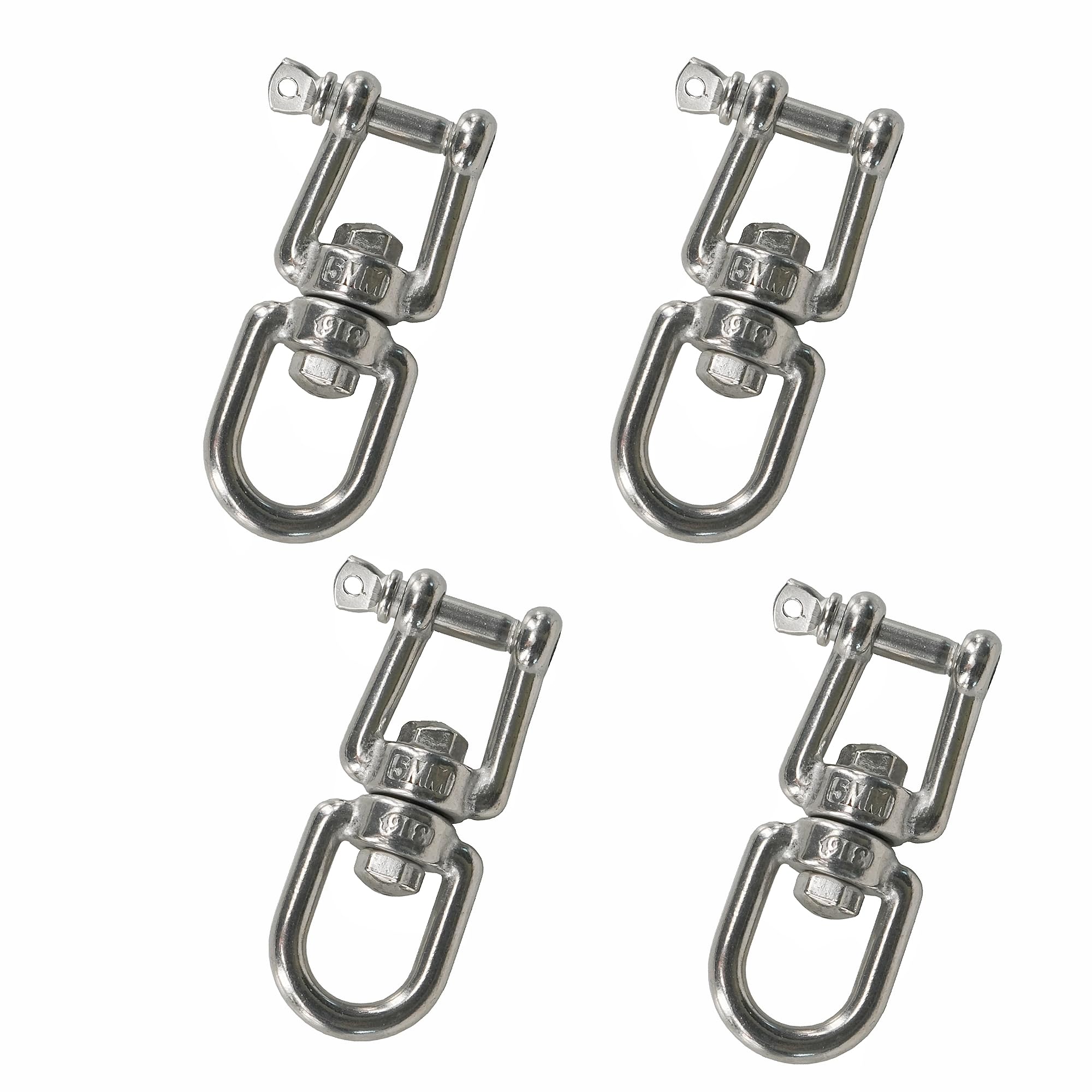 316 Stainless Steel M5 Eye x Jaw Swivel Anchor Swivel Clevis Double Shackle,4PCS
