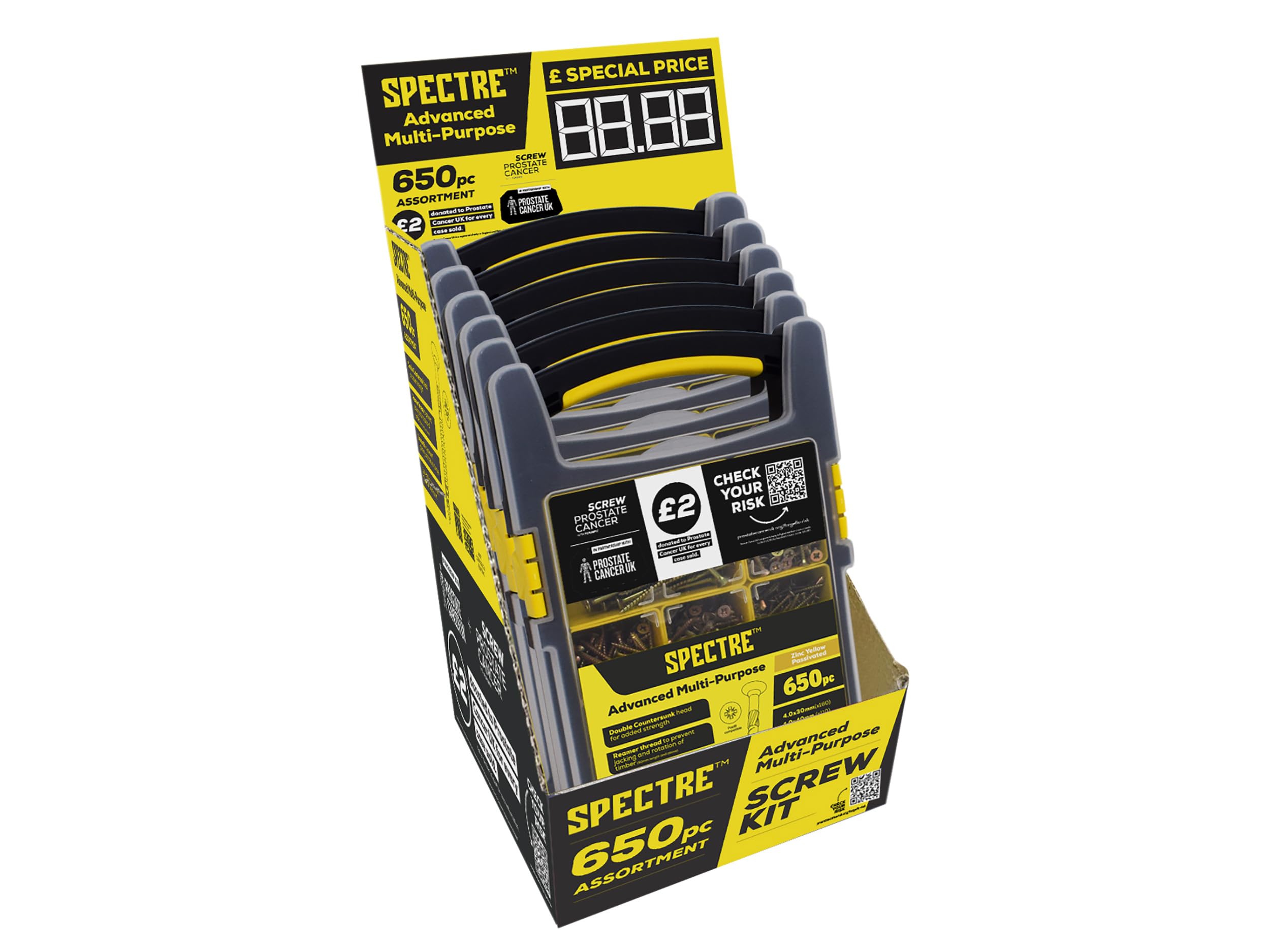 ForgeFix Spectre Screw Kit de tornillos para cáncer de próstata de 650 piezas en una gama de tamaños para tareas generales de fijación y mantenimiento. Se suministra en un organizador con