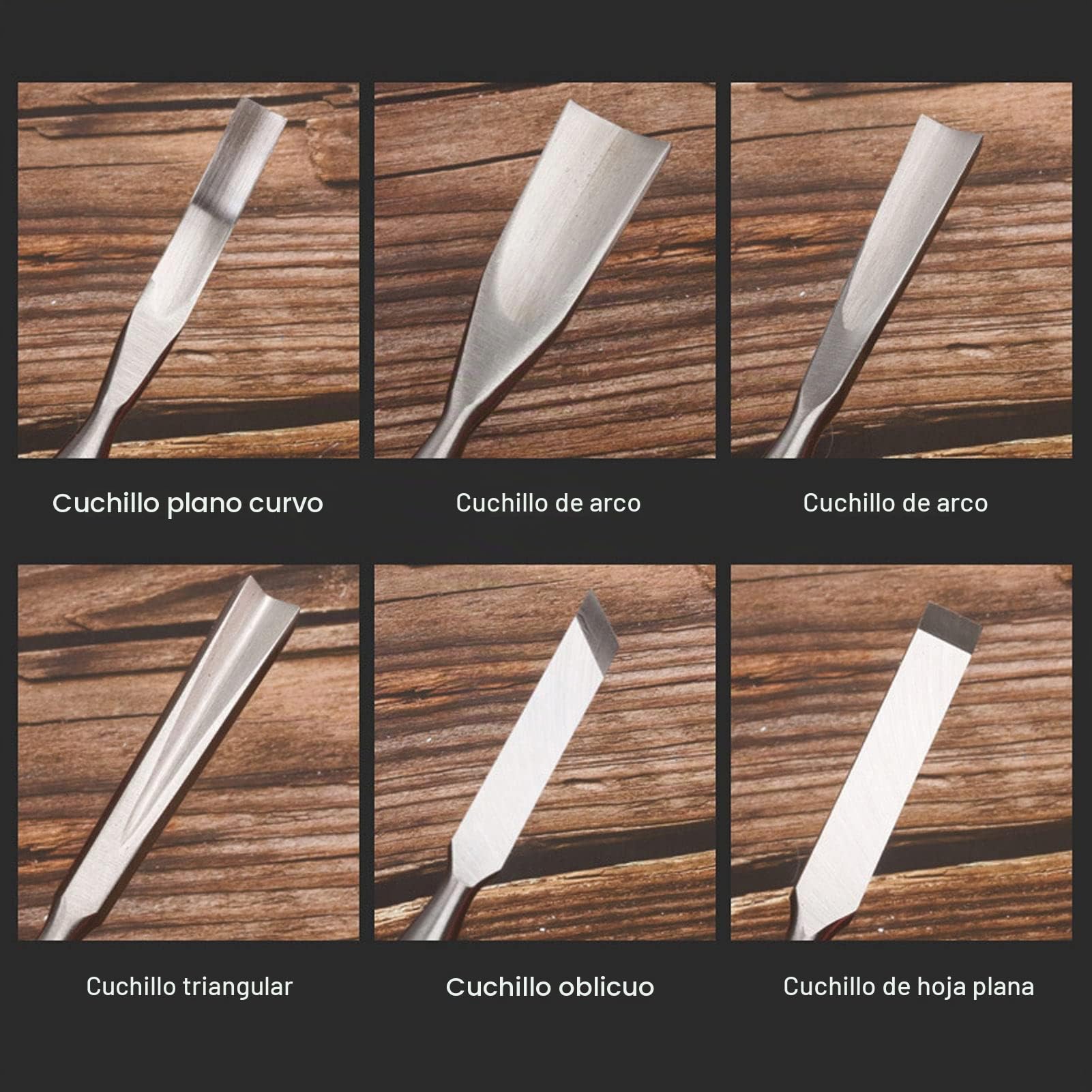 12 Cinceles para Tallar Madera, Juego de Herramientas Profesionales para Tallar Madera con 12 Cuchillos, Caja de Almacenamiento, Kit de Cincel para Esculpir de Acero para Principiantes