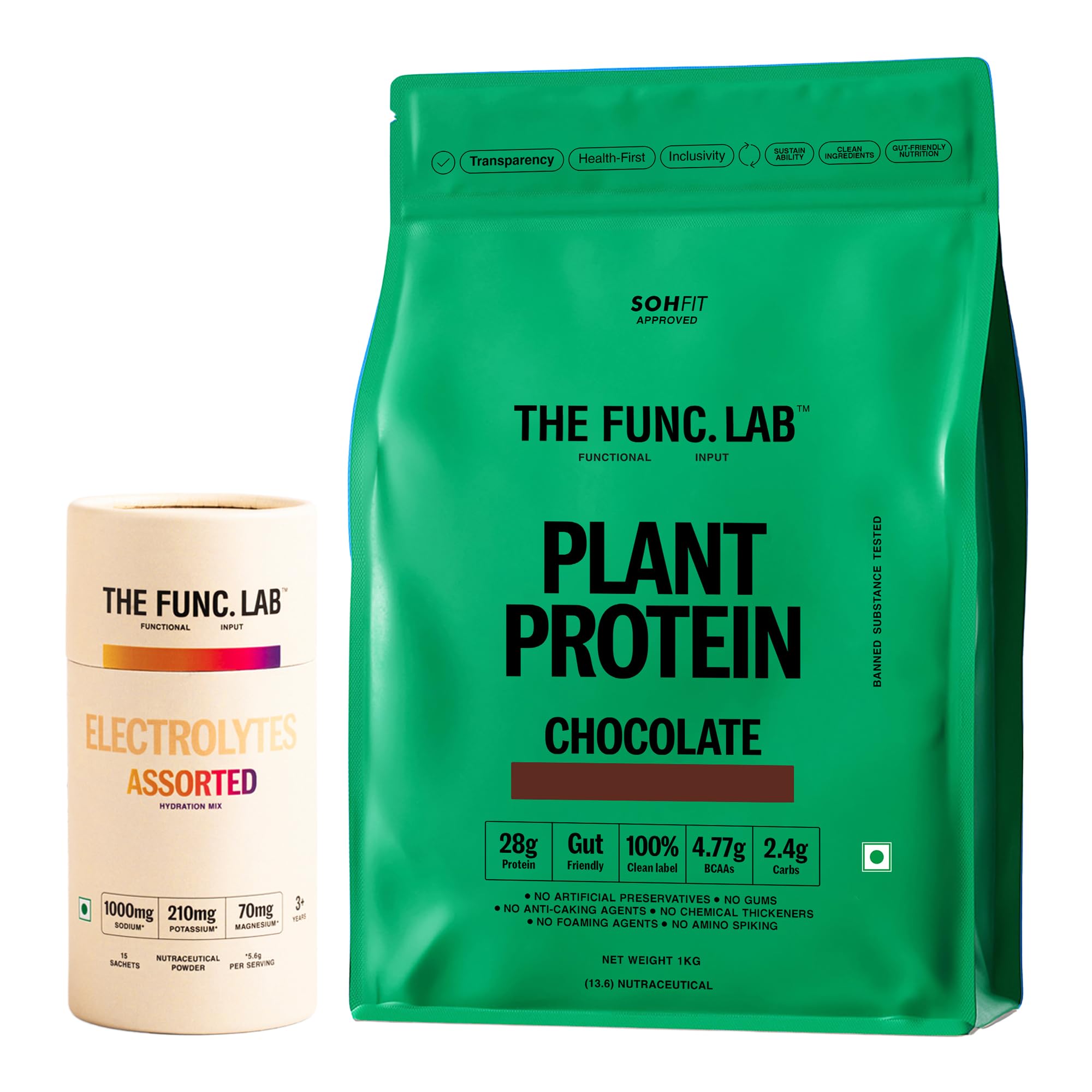 The Func. Lab New Year Value Bundle - 15 Sachets Assorted Electrolyte & Plant Protein Chocolate (1KG, 28g Protein) | Vegan, Sugar-Free, Clean Label Post-Workout Recovery & Instant Hydration Kit-image-5