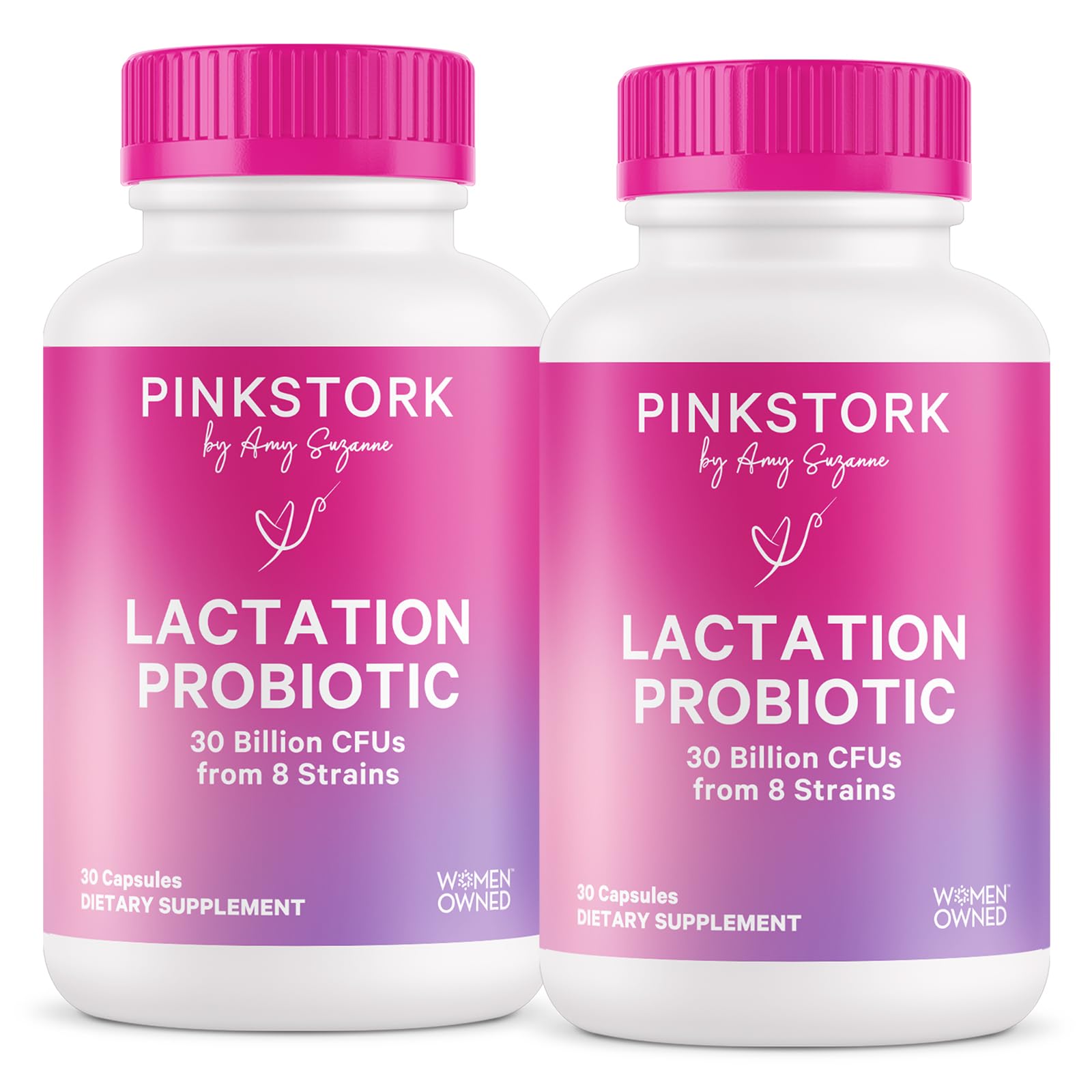 Pink Stork Lactation Probiotic for Women, 30 Billion CFUs, 60 Capsules Unflavored 30 Count (Pack of 2)