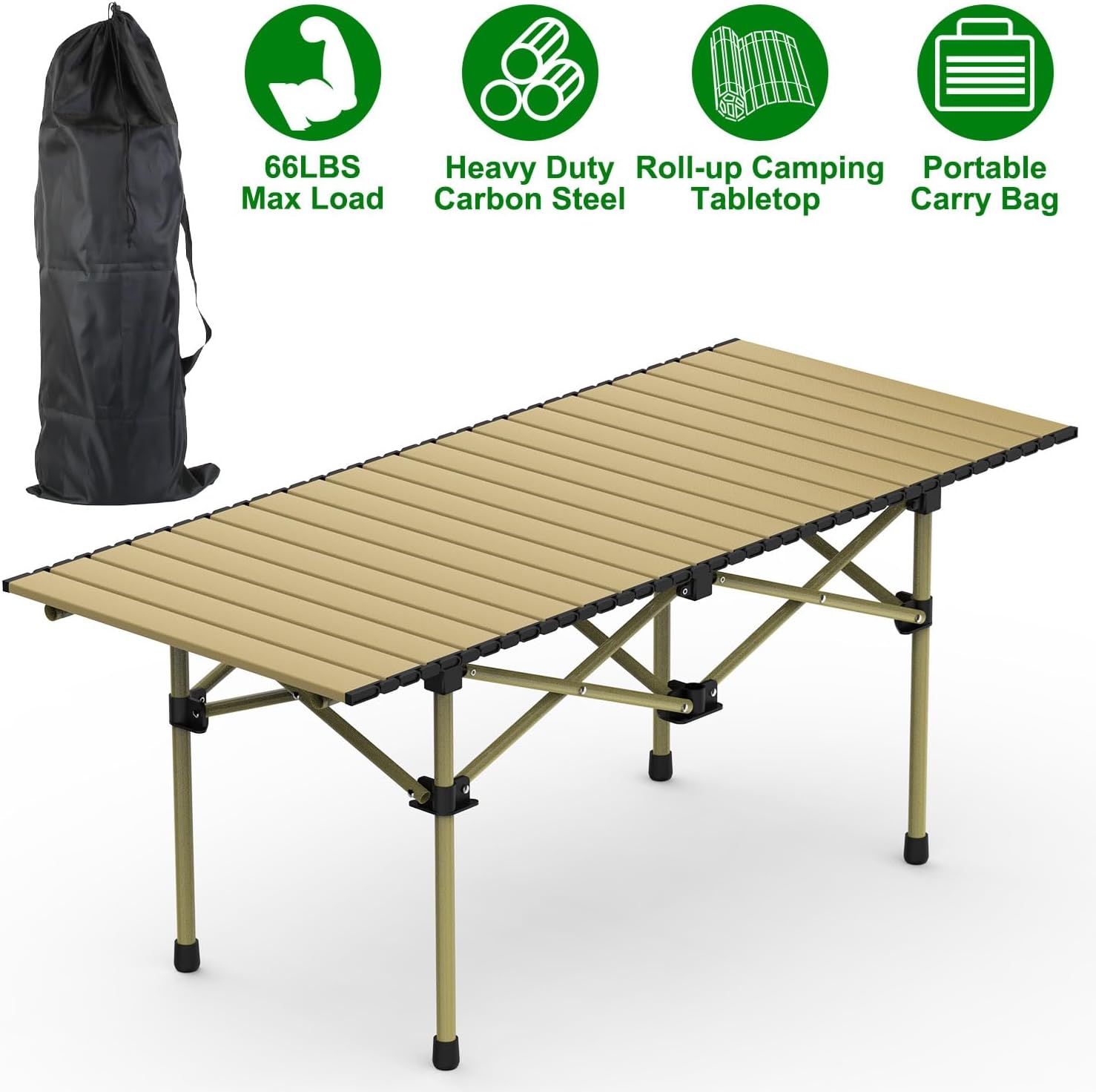 Portable Folding Camping Table with Carry Bag – Lightweight Heavy-Duty Carbon Steel Outdoor Table for Picnic, BBQ, Beach, Patio & RV Use