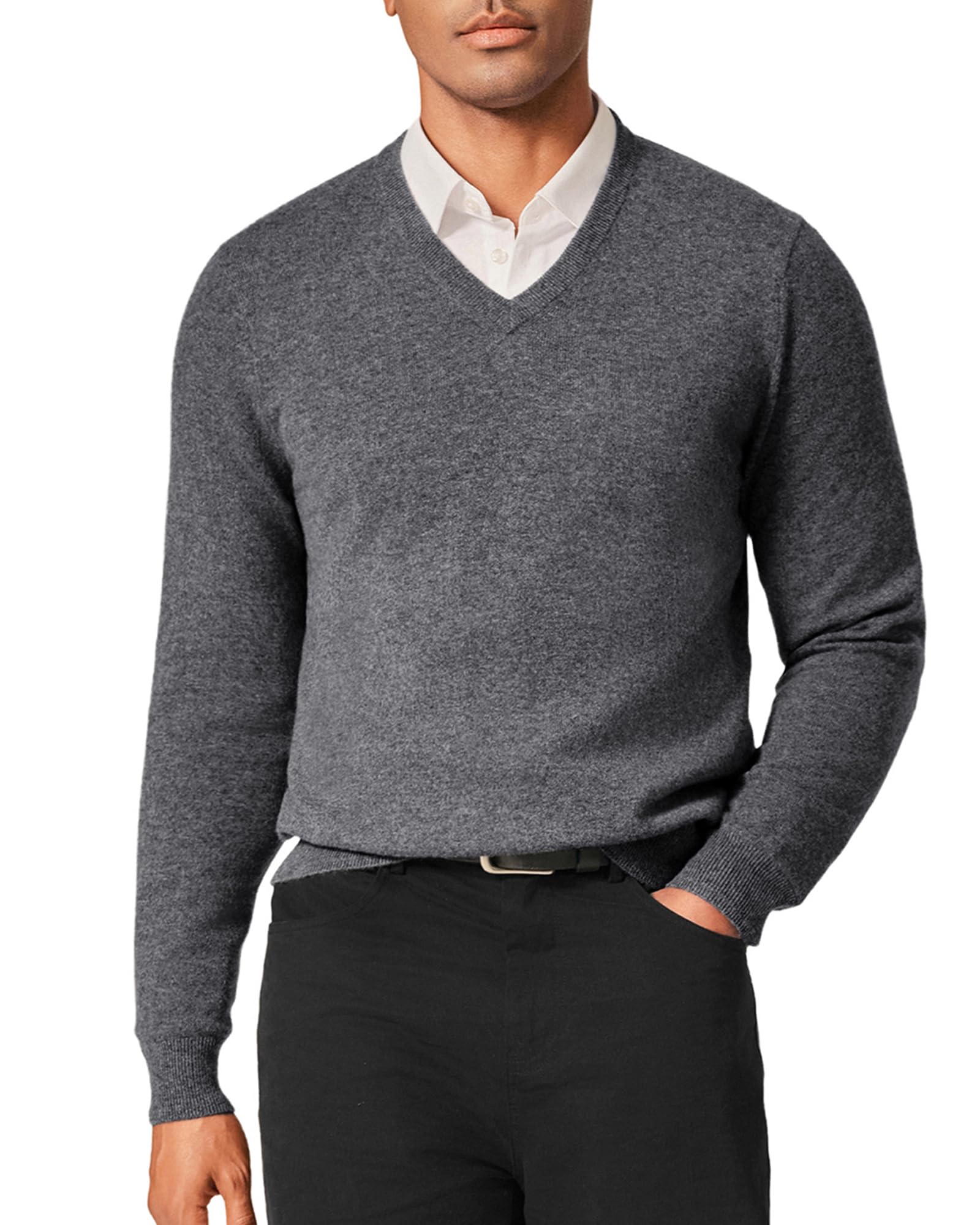 KVSS Men's V-Neck 100% Pure Cashmere Sweater