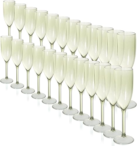 Juego de 24 copas de champán verde salvia, de plástico, vintage, juego de 24 copas de Mimosa, copas de bar verde salvia, decoraciones de boda, copas