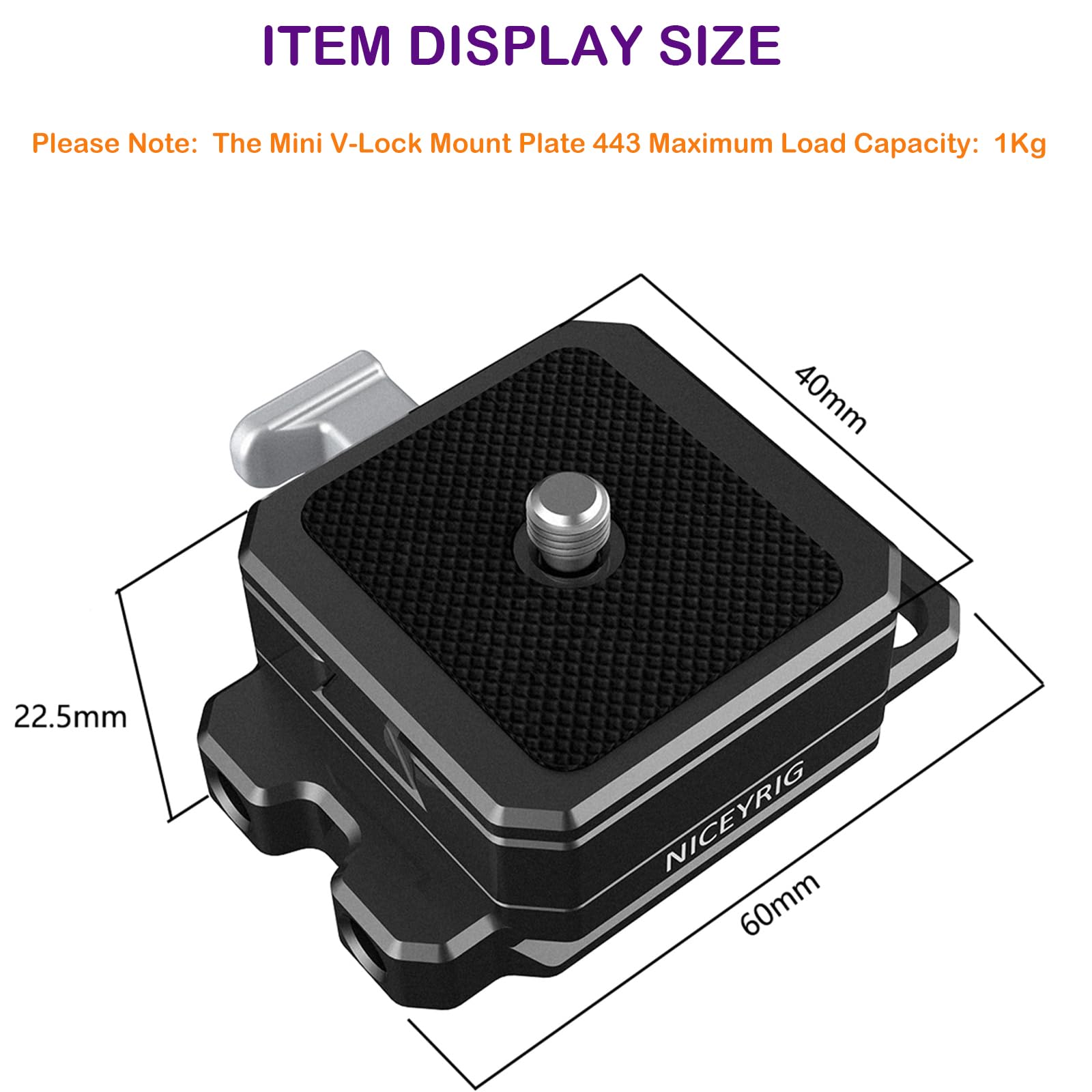 NICEYRIG Piastra Batteria Mini V Mount con clip da cintura, piastra di base standard Arca-Swiss per fotocamera SLR, pacco batteria, registratore, luce flash - 443