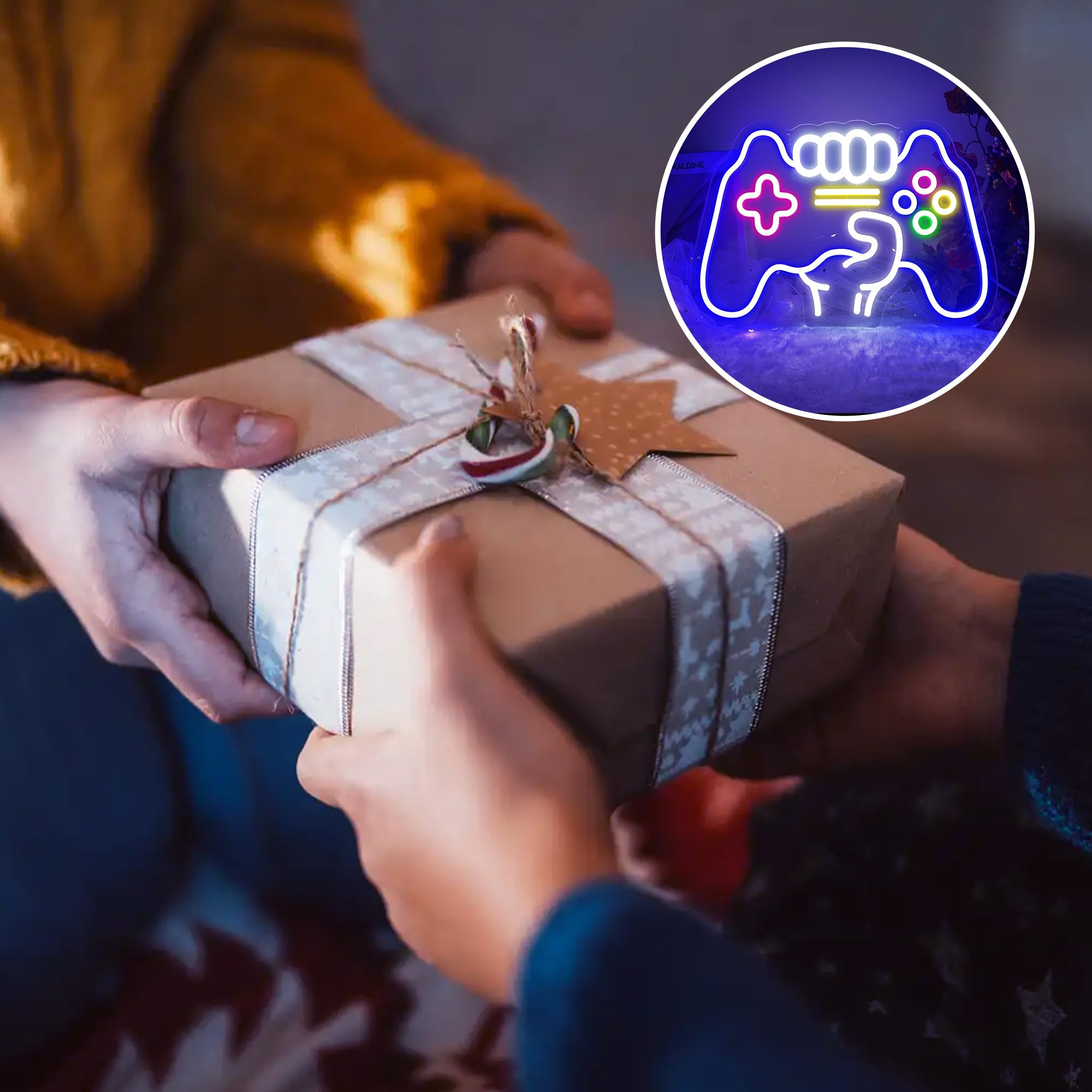 YSMNDE Insegna al neon con controller di gioco, per decorazione della stanza dei videogiochi, insegna al neon dimmerabile per la decorazione della stanza dei ragazzi, insegna al neon a LED,